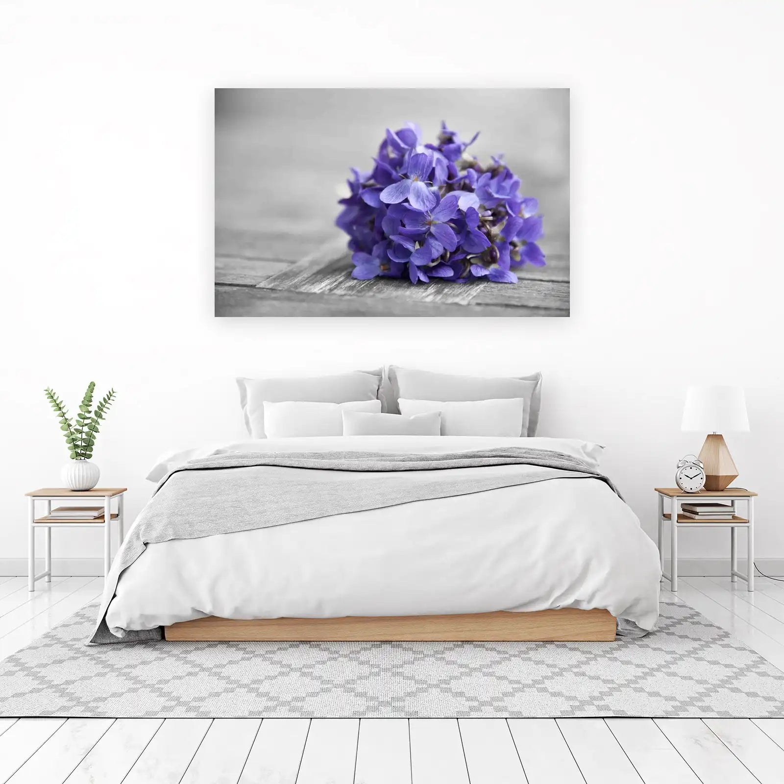 Serene Violet Blooms Rustic Wooden Wall Art