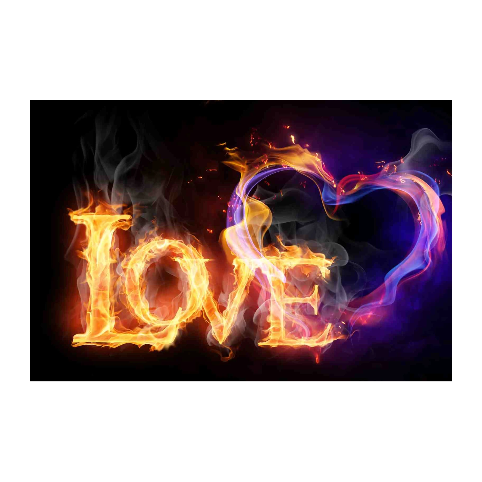 Fiery Love Heart & Word "LOVE" Wall Art