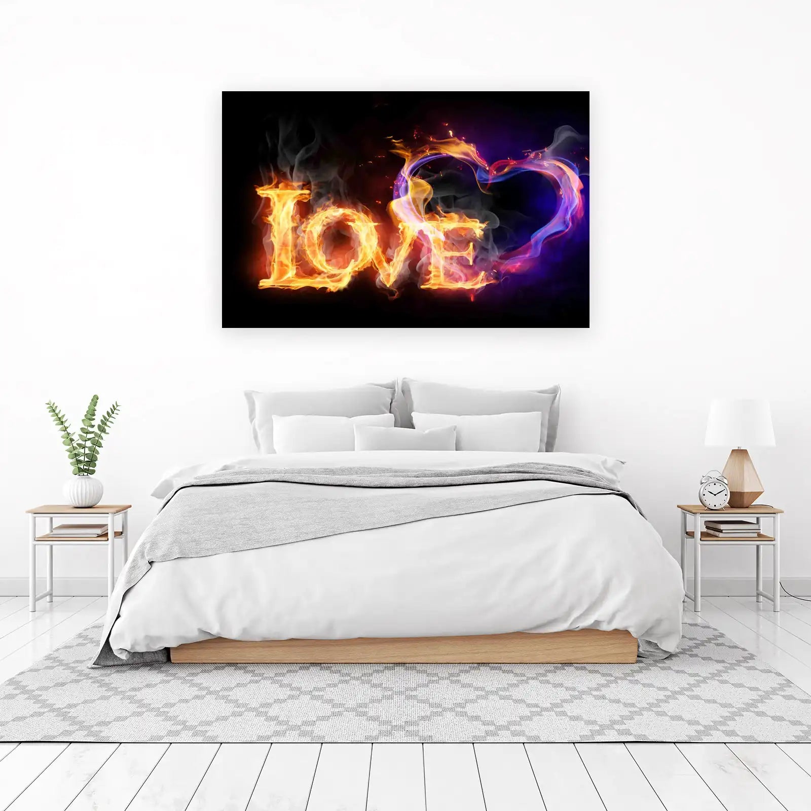 Fiery Love Heart & Word "LOVE" Wall Art