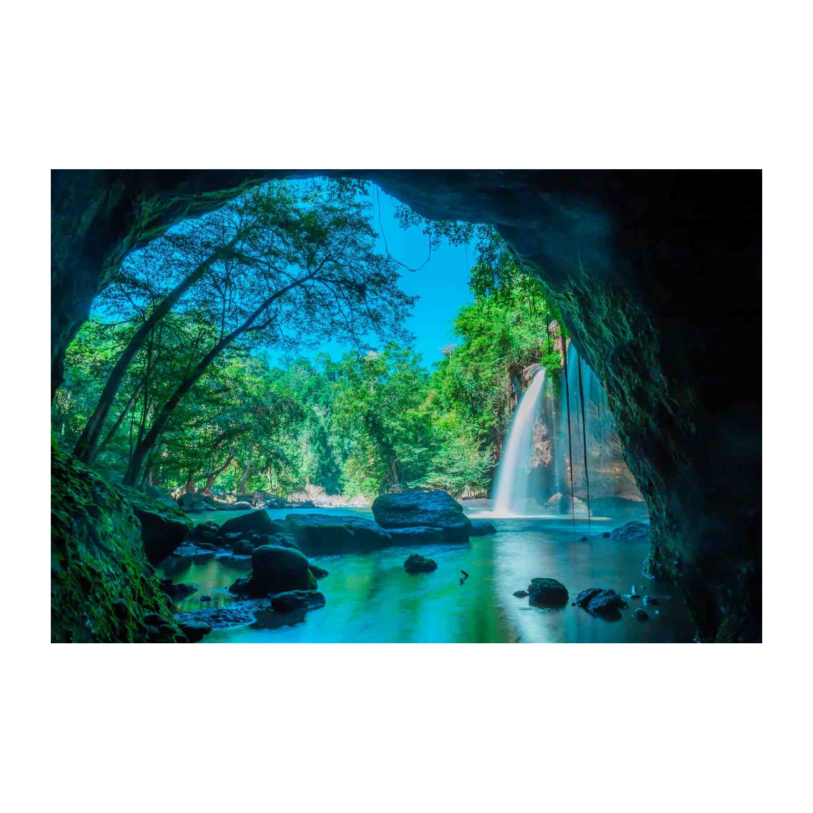 Mystical Cave Waterfall Serenity Wall Art