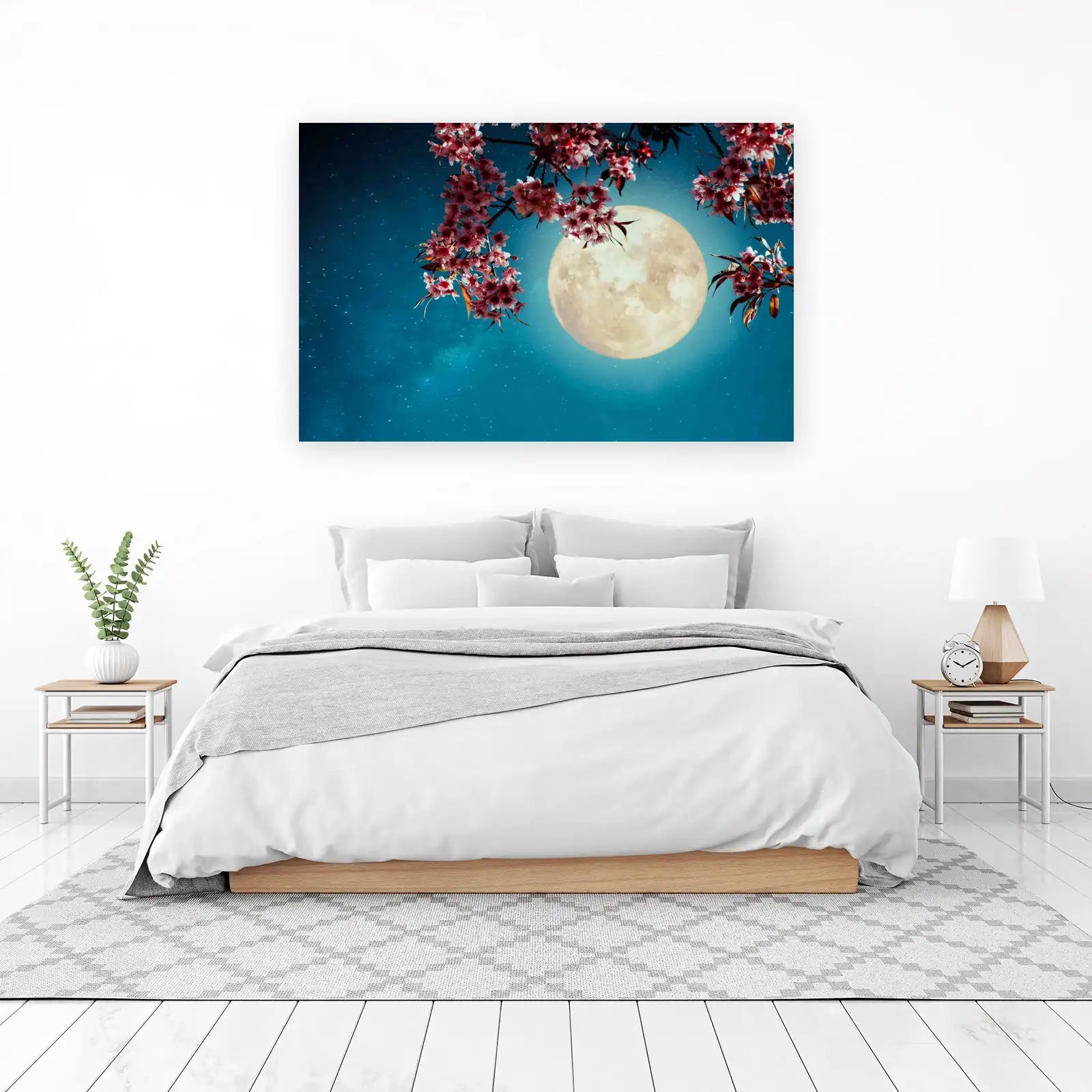 Serene Moonlit Cherry Blossoms Wall Art