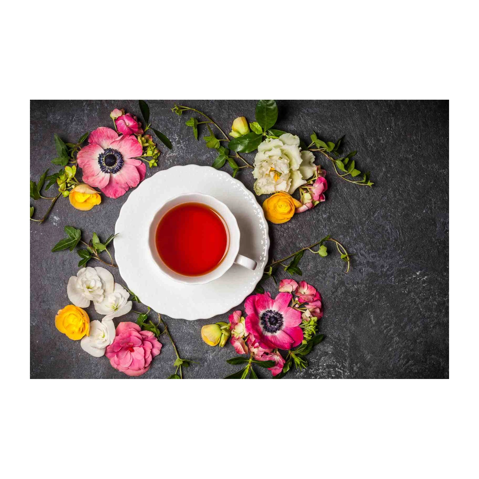 Elegant Tea & Flowers Wall Art - Home Decor