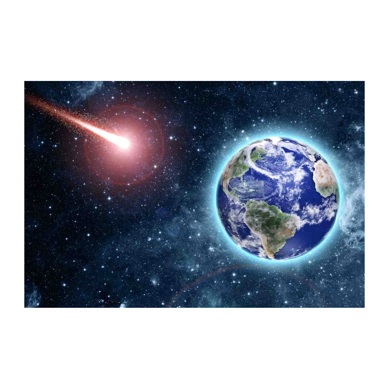 Meteor Streaks Earth Wall Art | Space Wall Art