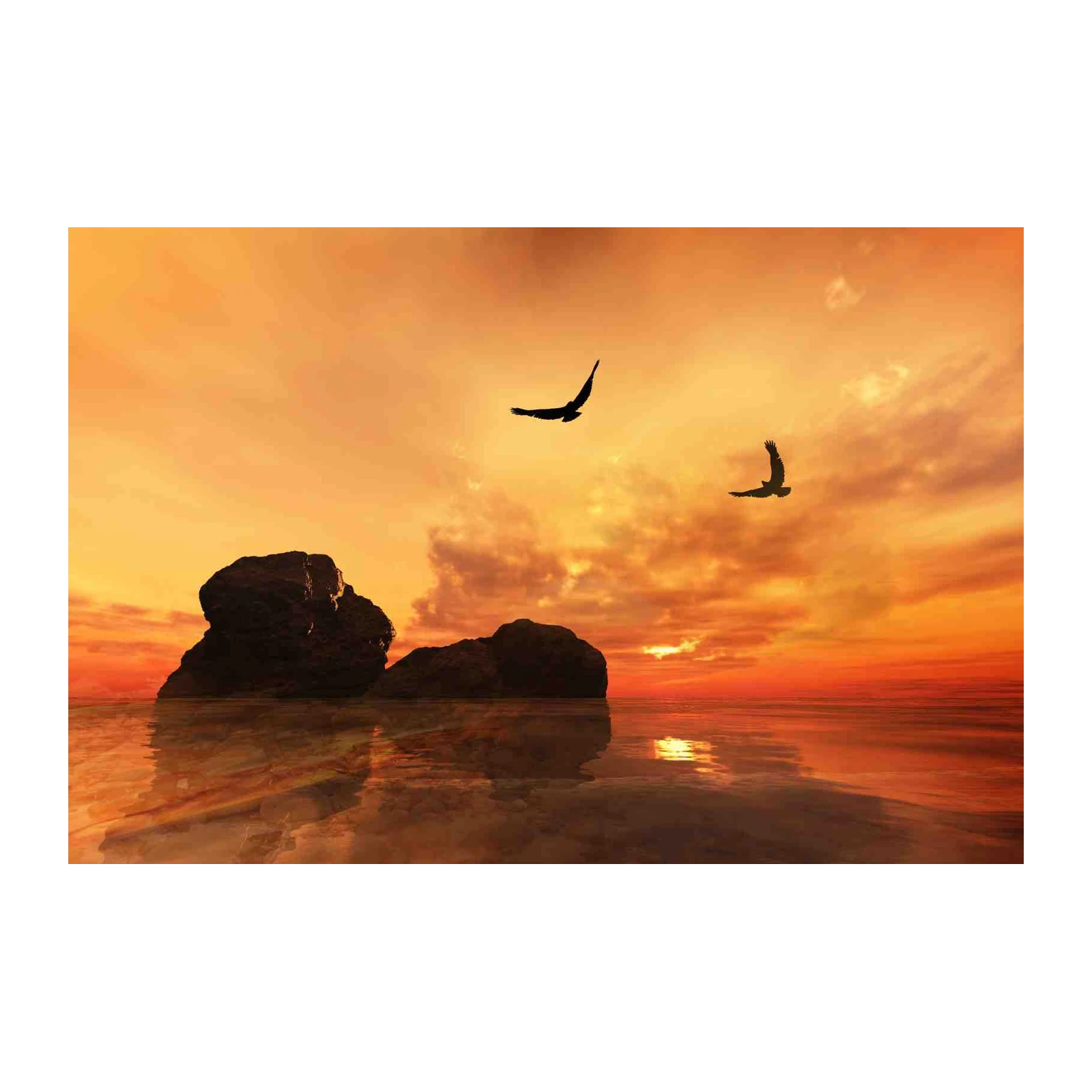 Majestic Eagles Sunset Ocean Wall Art