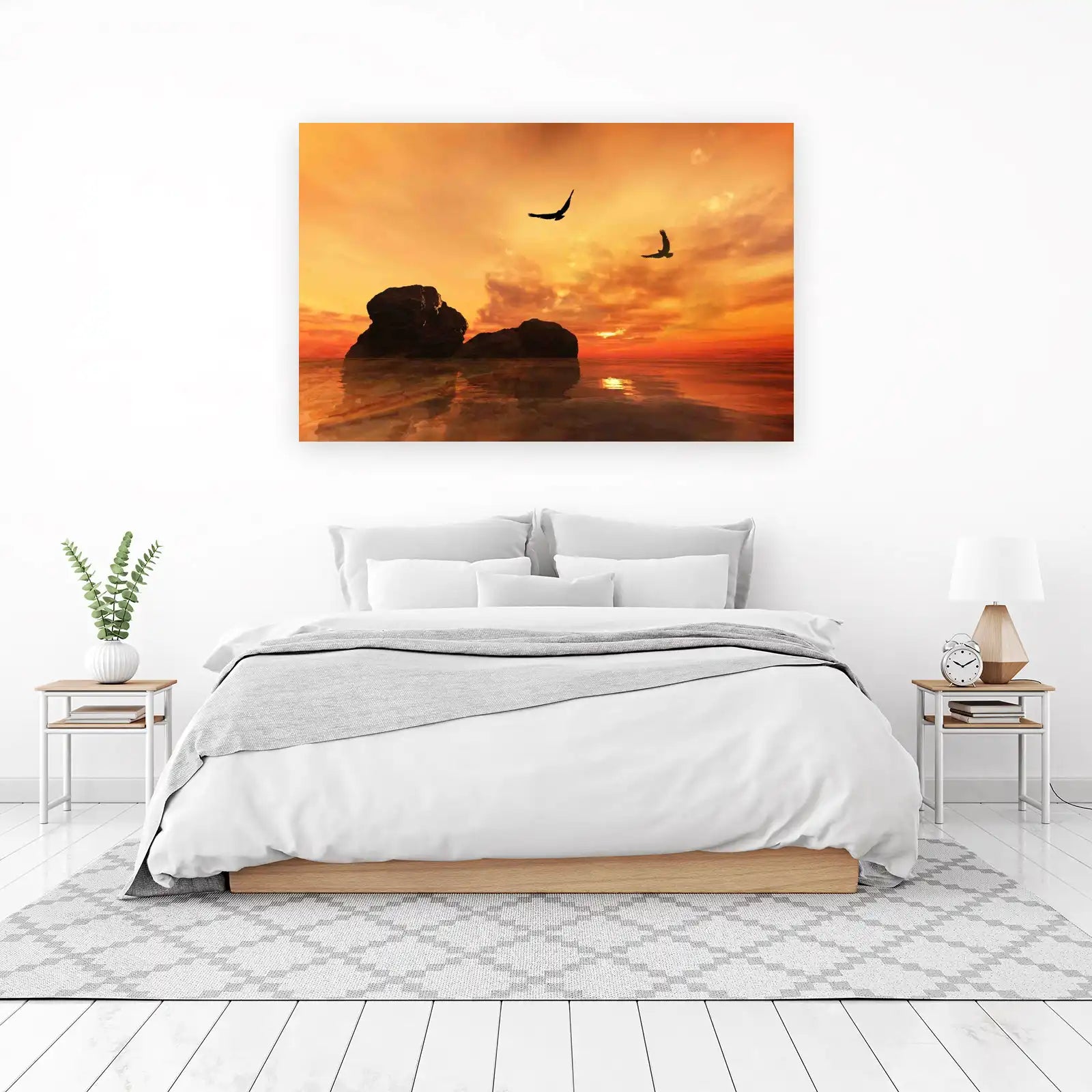 Majestic Eagles Sunset Ocean Wall Art
