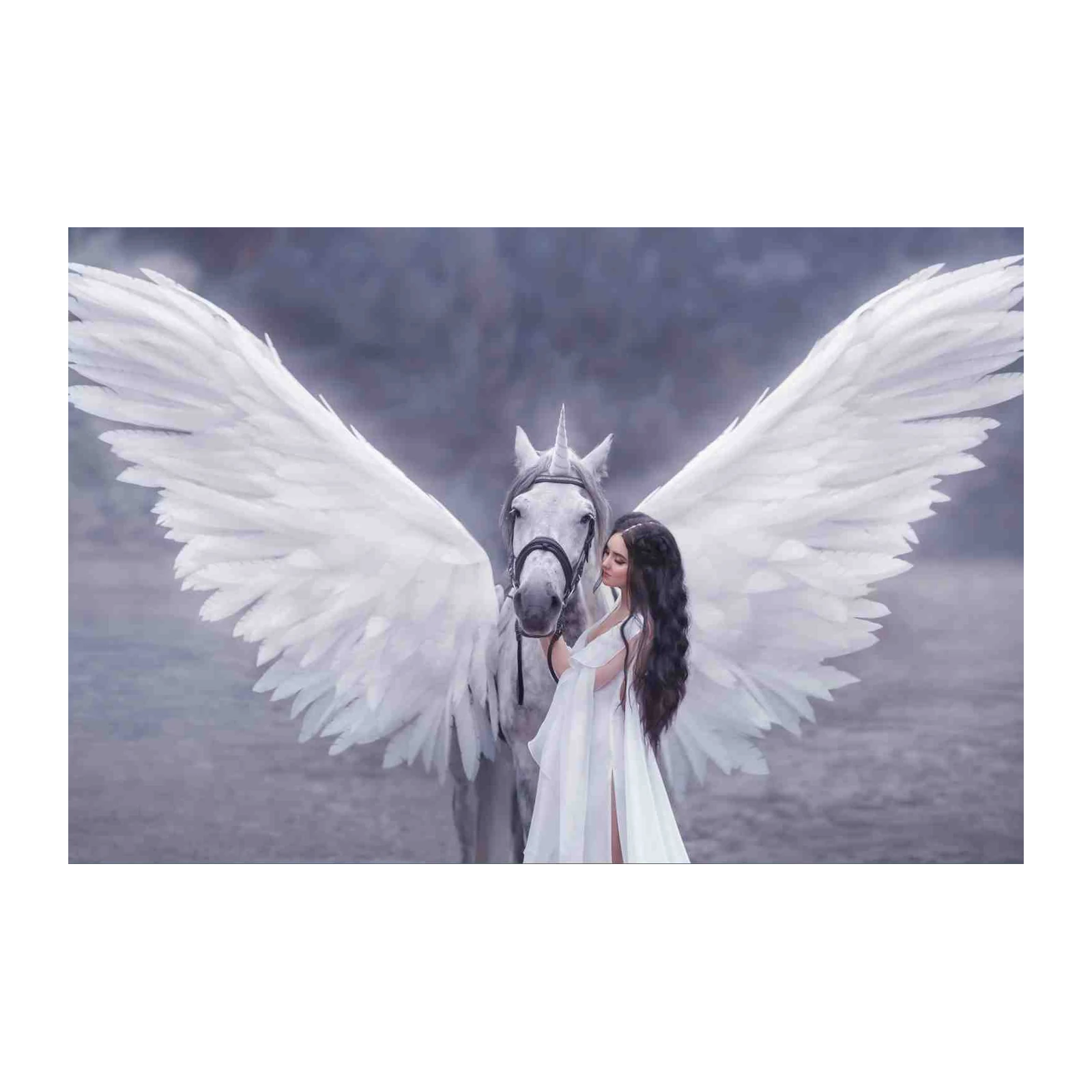Mystic Angel & Pegasus Fantasy Art Wall Art