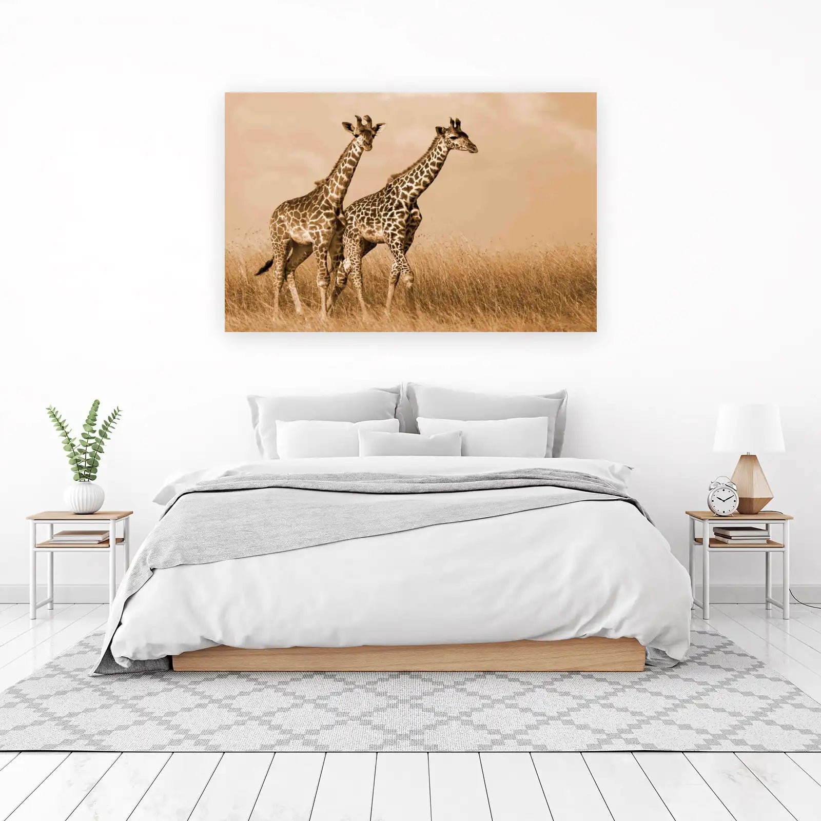Serene Giraffe Pair African Savannah Wall Art