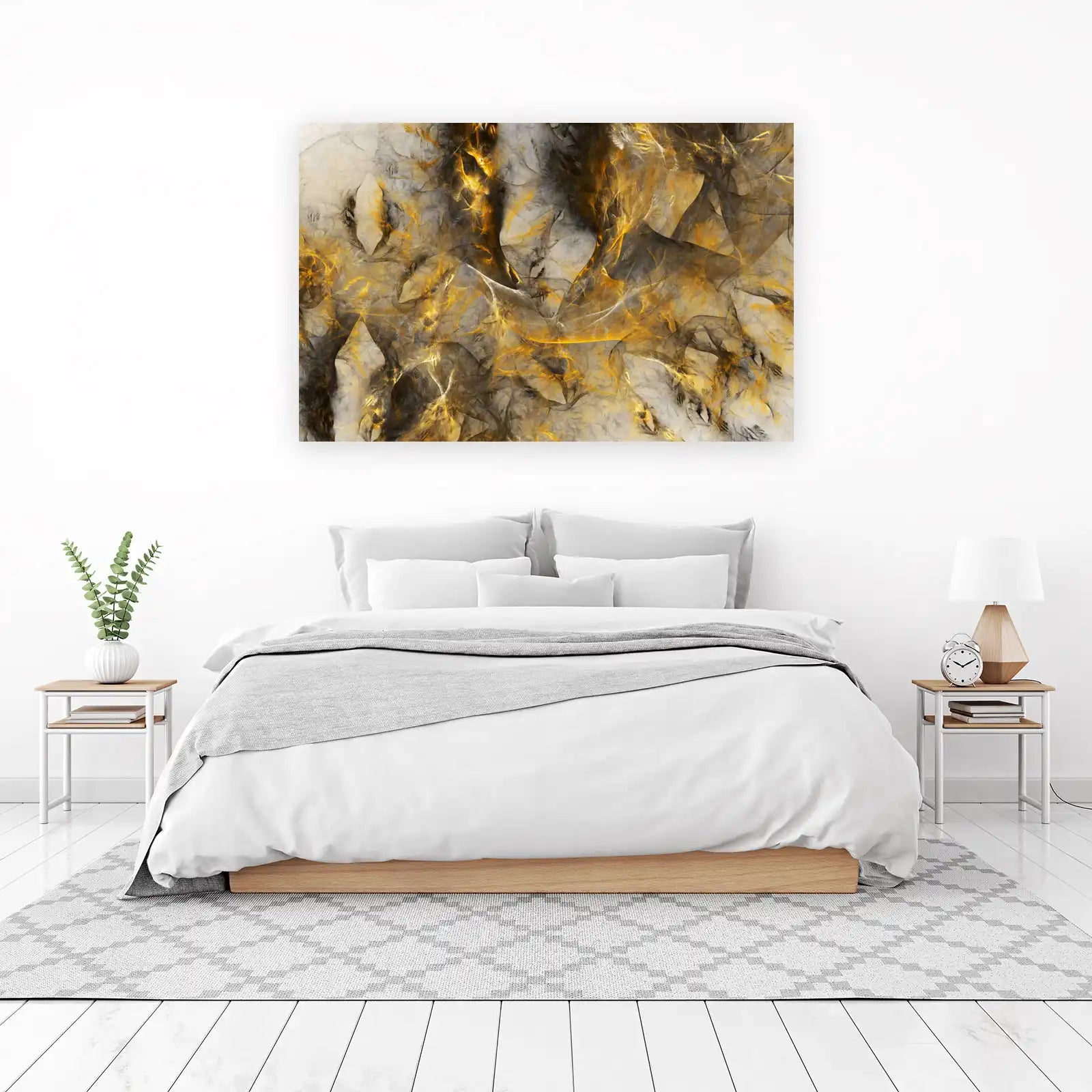 Abstract Gold & Grey Energy Fractal Wall Art