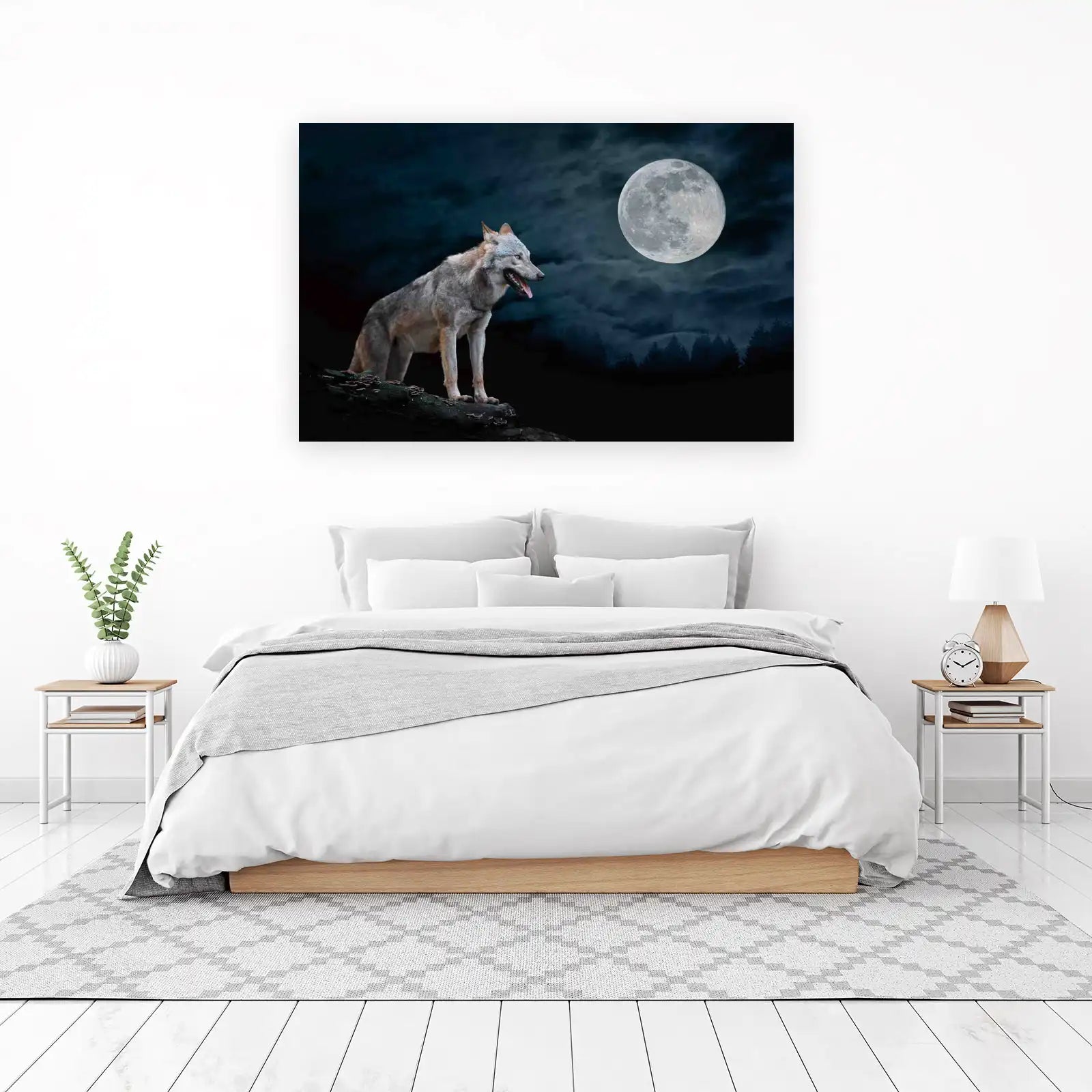Majestic Wolf Moonlit Howl Wall Art