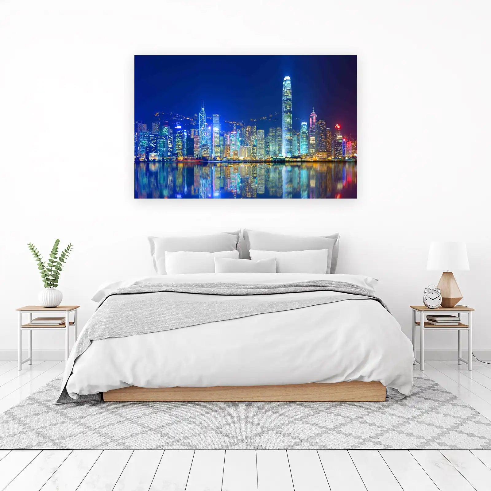 Hong Kong Skyline Night Cityscape Wall Art