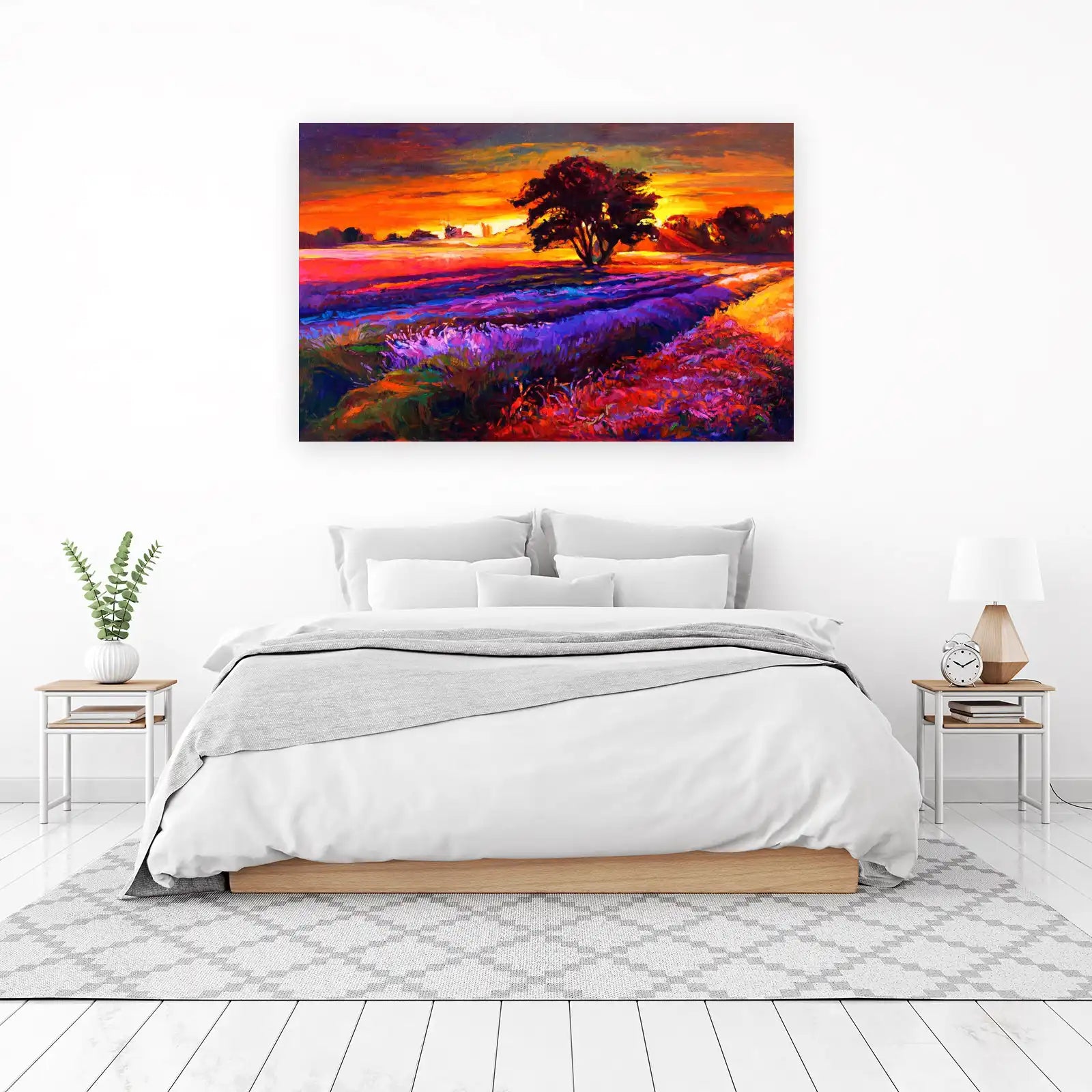 Vibrant Sunset Lavender Field Wall Art