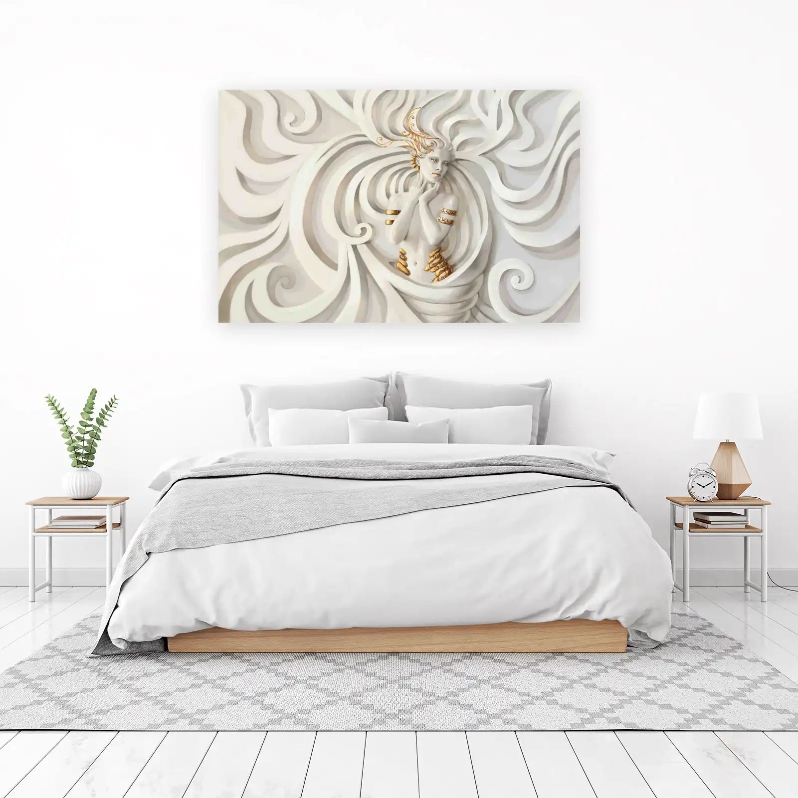 Serene Goddess White & Gold Wall Art