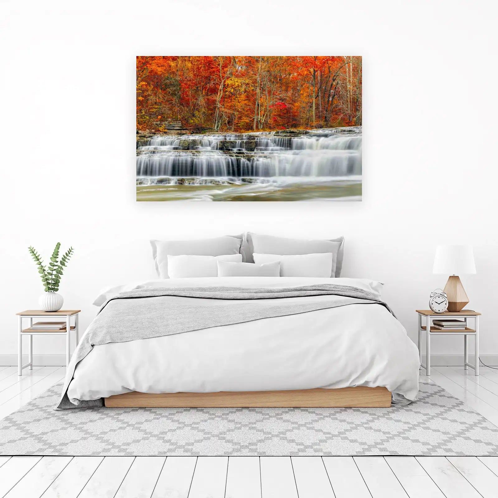 Vibrant Autumn Waterfall Wall Art