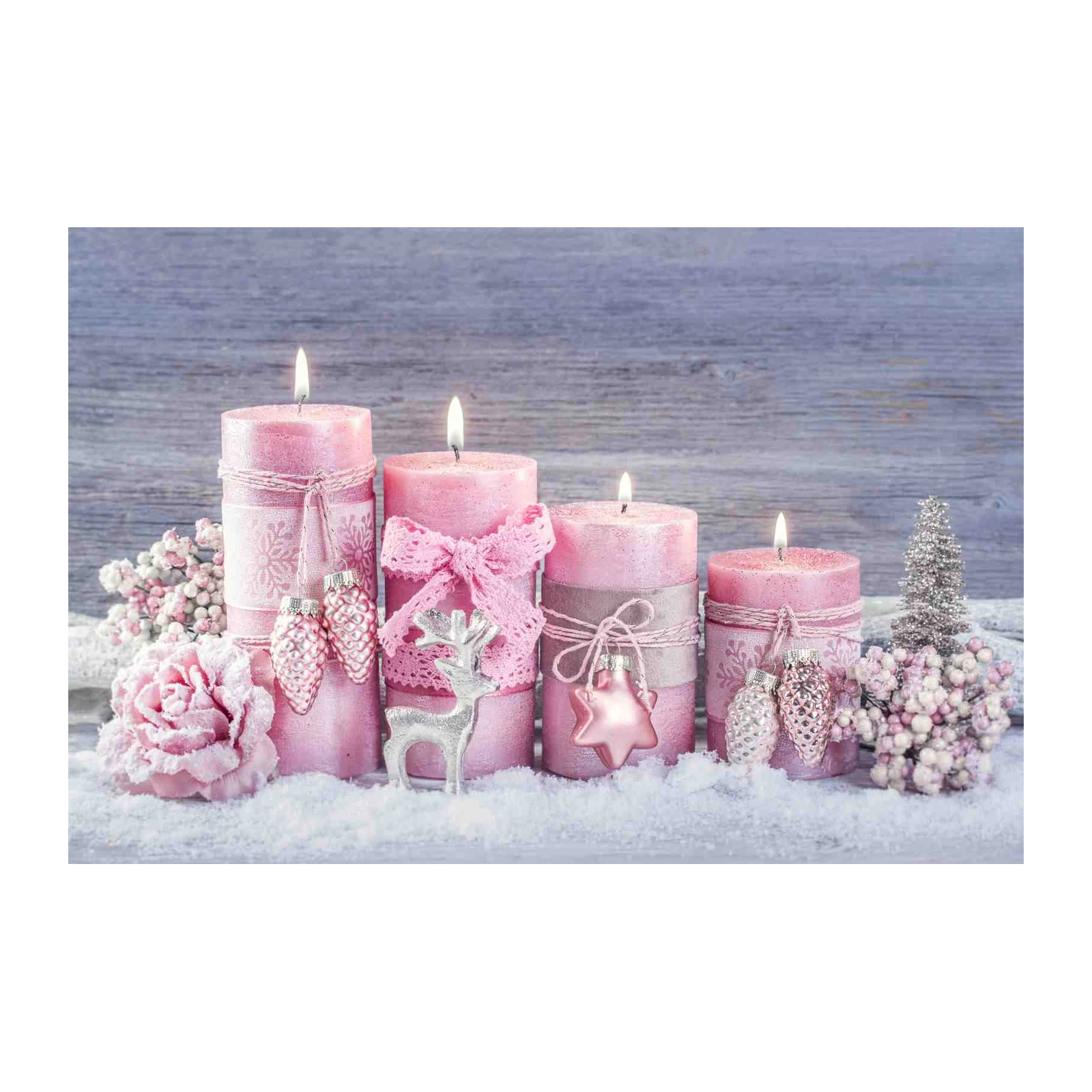 Enchanting Pink Christmas Candle Wall Art