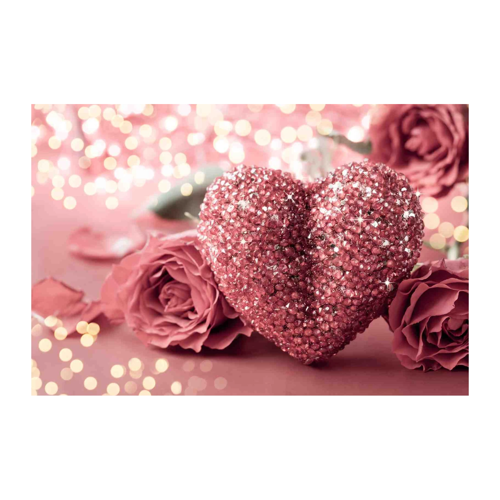 Sparkling Rose Heart & Roses Wall Art