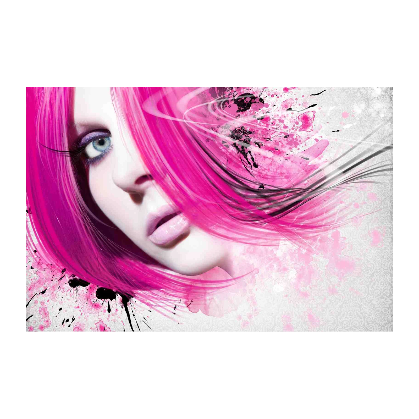 Vibrant Pink Punk Portrait Wall Art