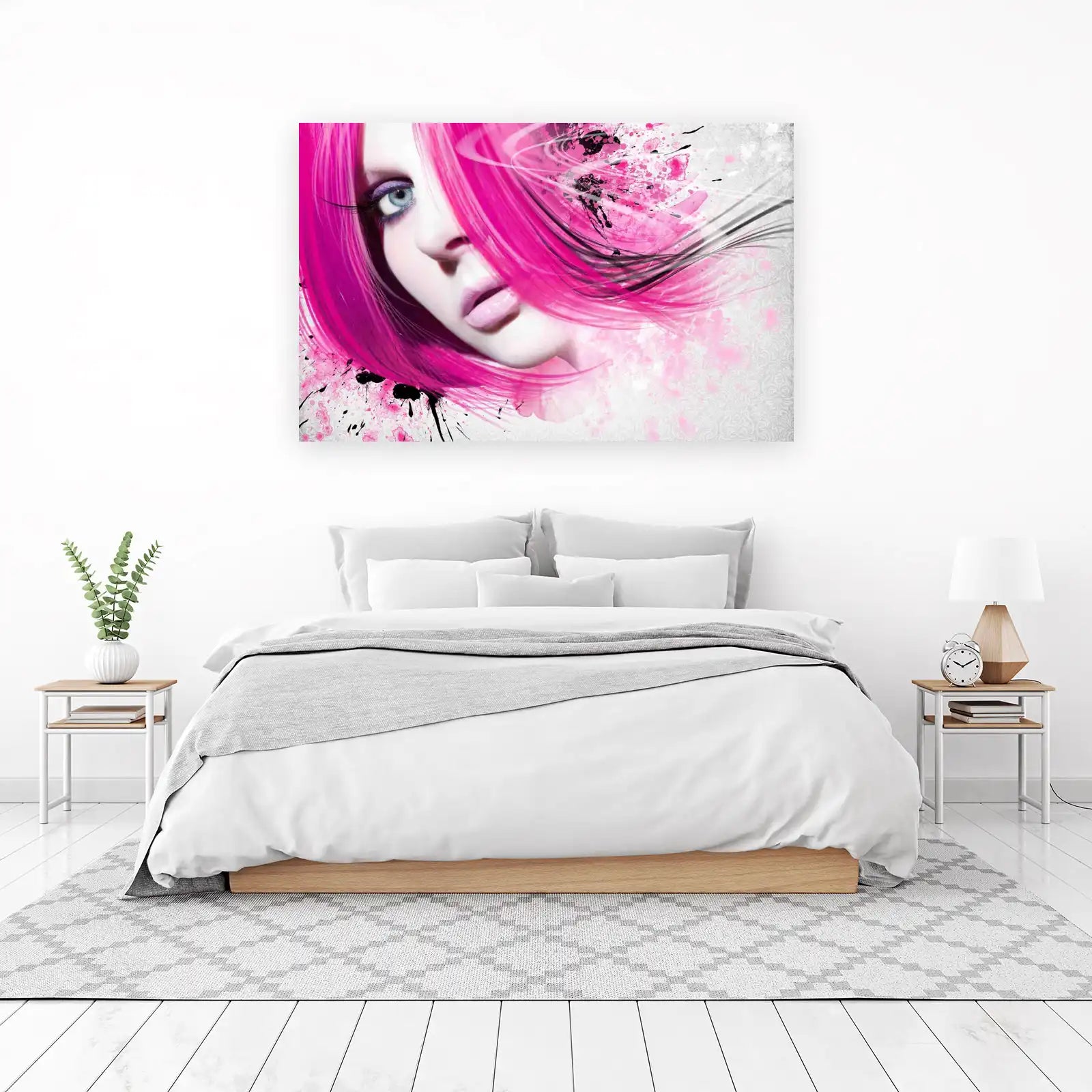 Vibrant Pink Punk Portrait Wall Art
