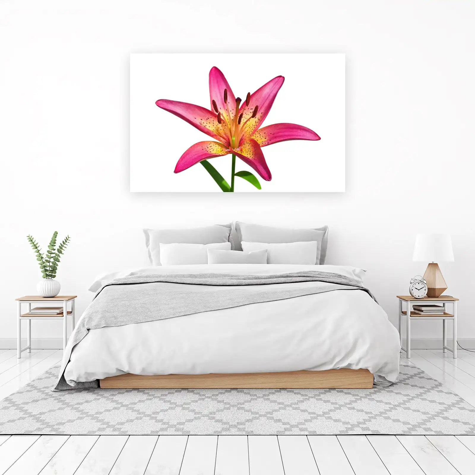 Vibrant Pink Lily Bloom Wall Art