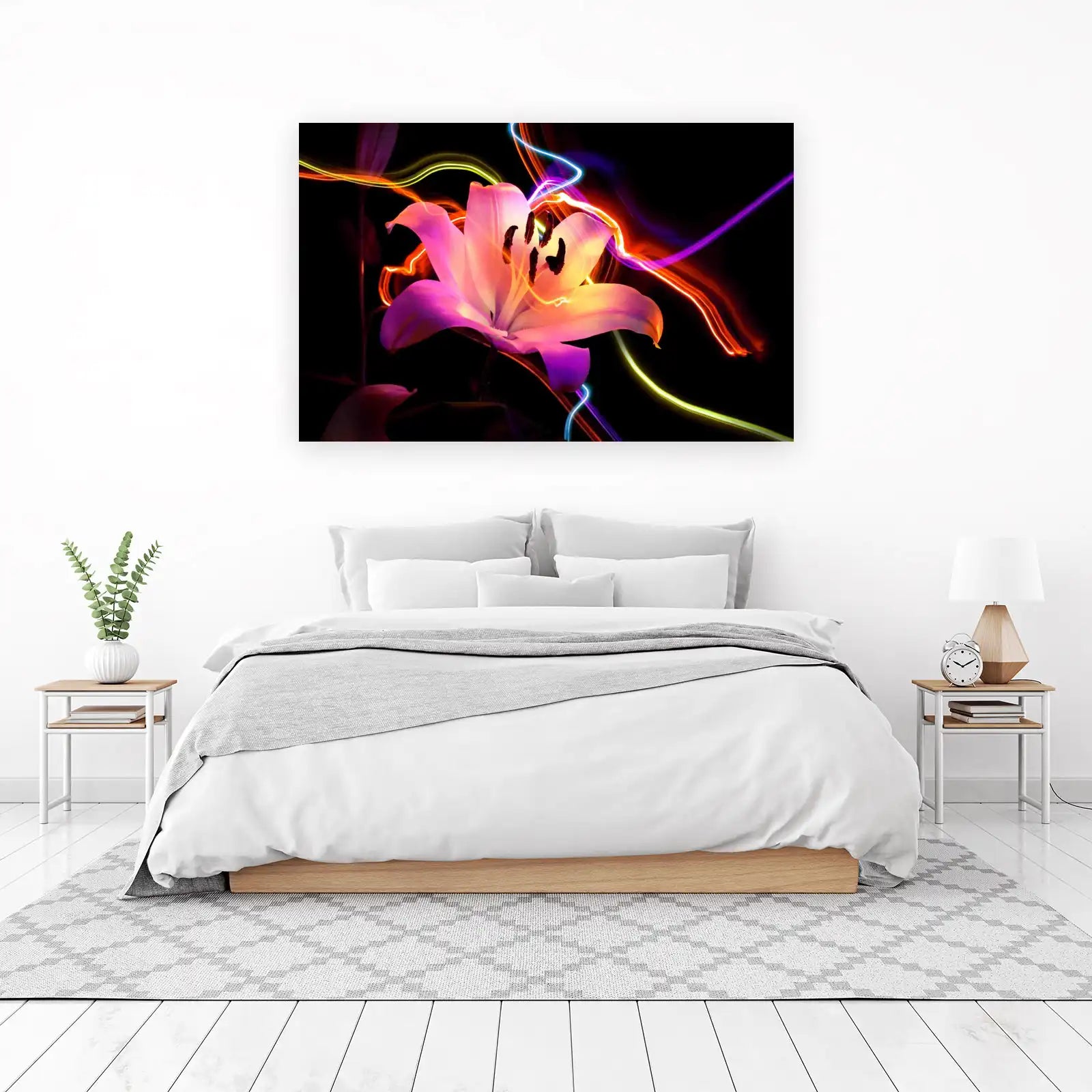 Neon Lily Bloom Wall Art