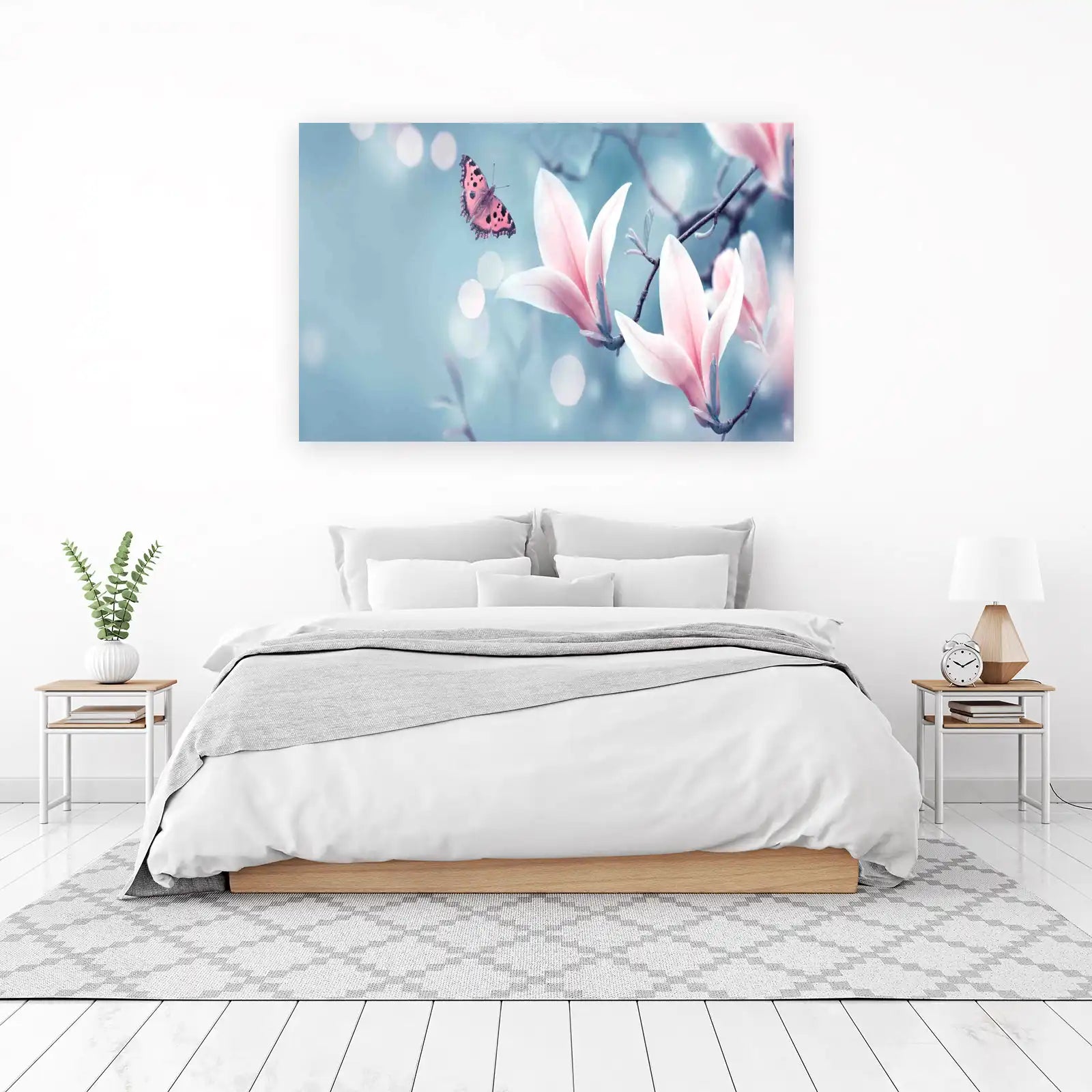 Serene Butterfly & Magnolia Wall Art