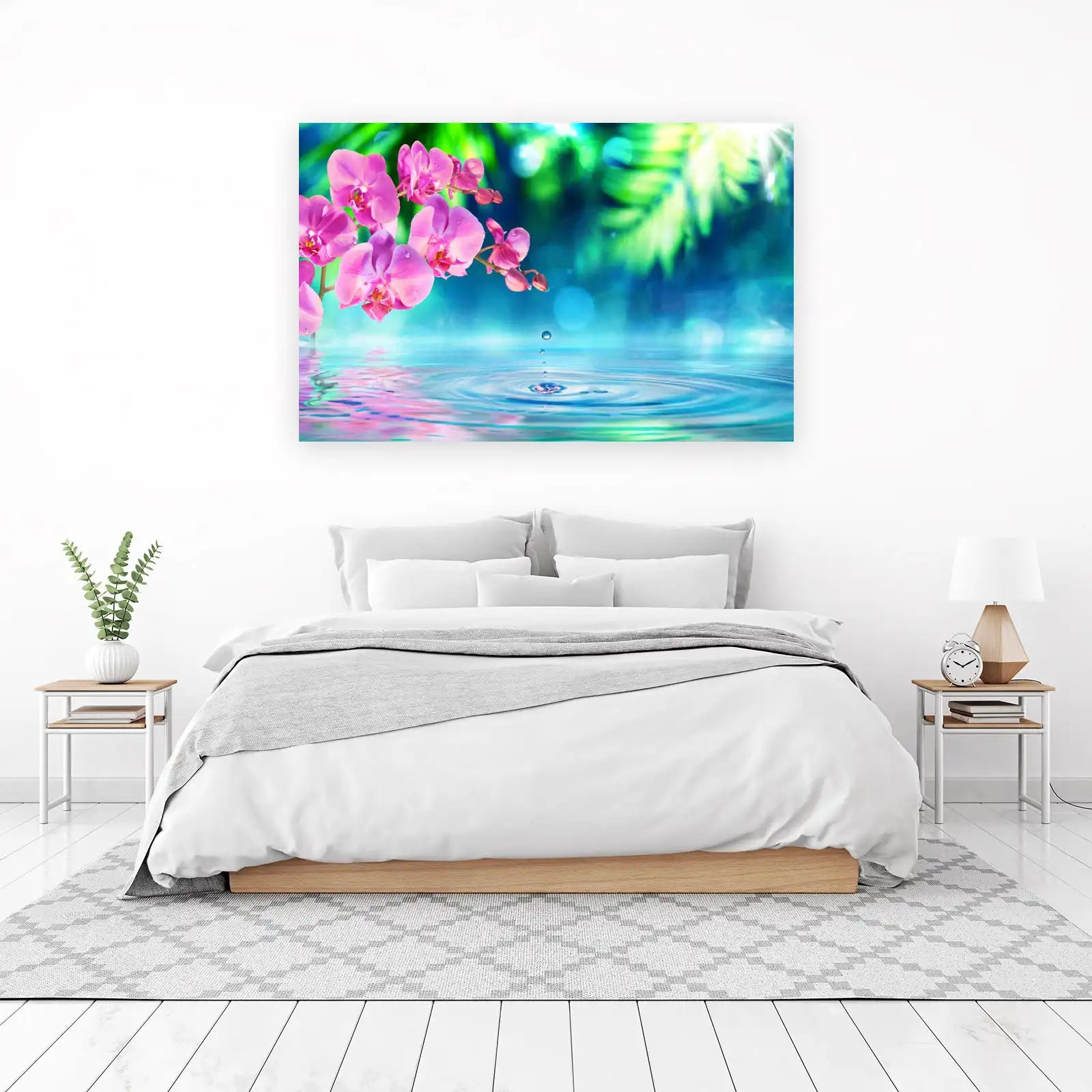 Tranquil Pink Orchid Water Drop Wall Art