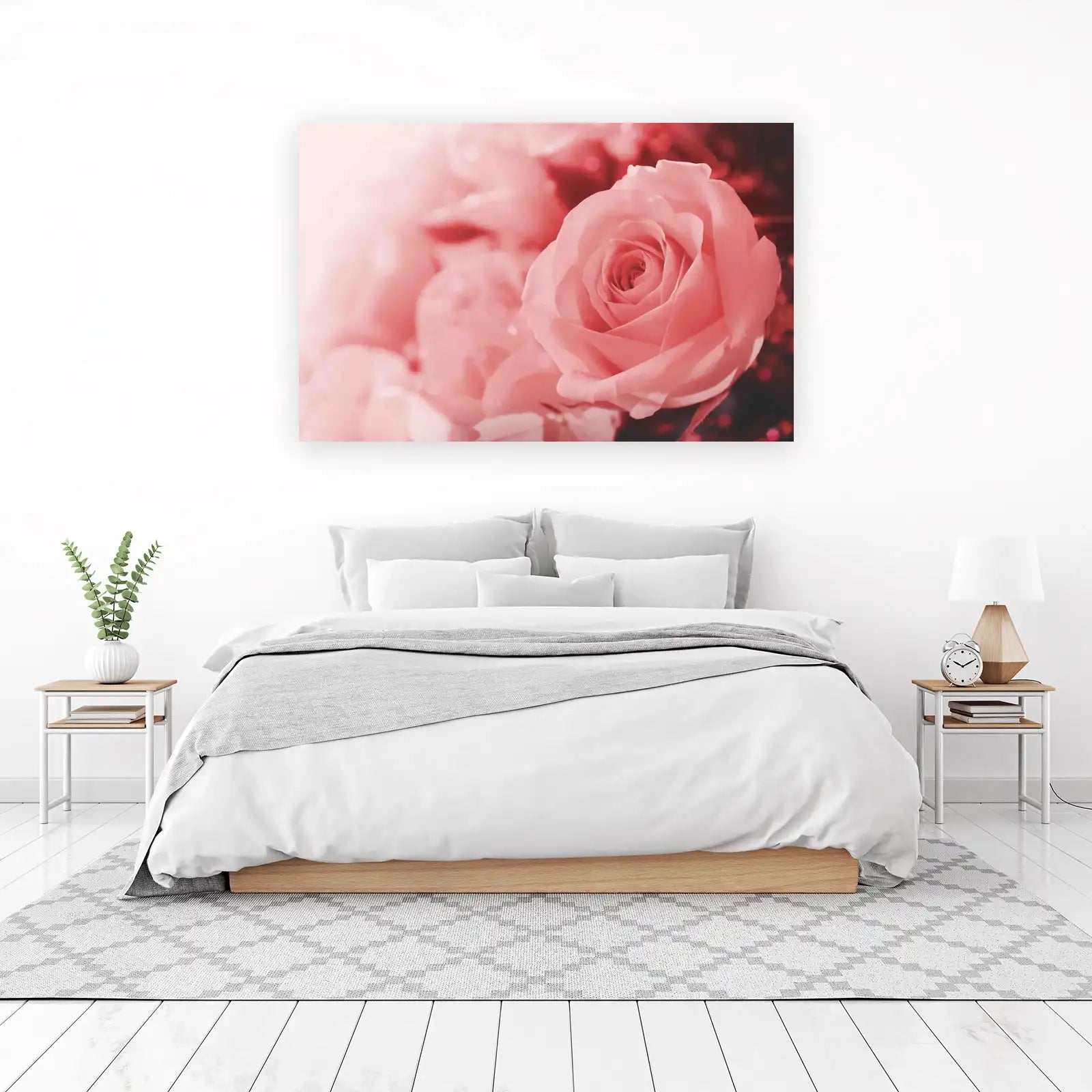 Romantic Pink Rose Blossom Wall Art