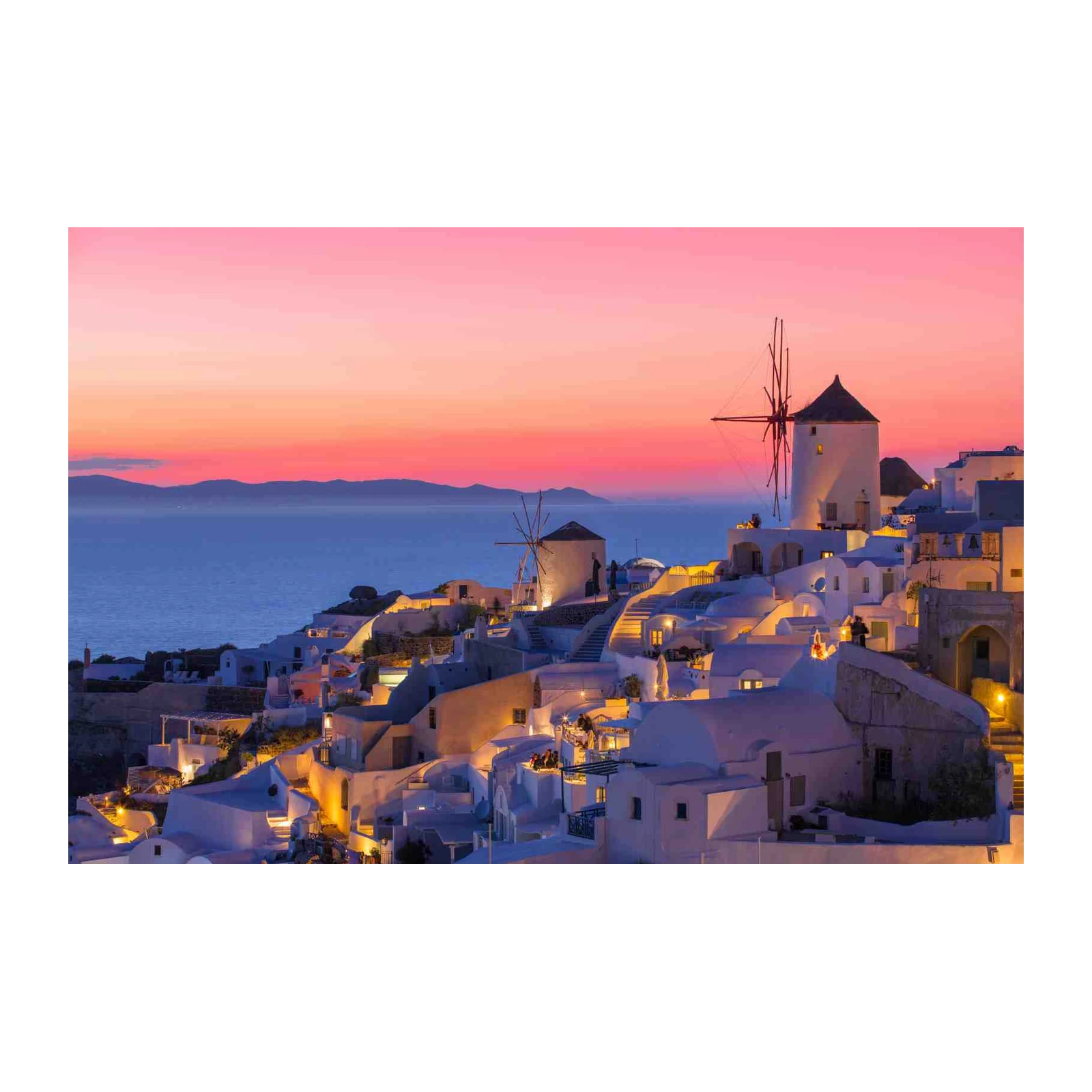 Santorini Sunset Windmills Wall Art