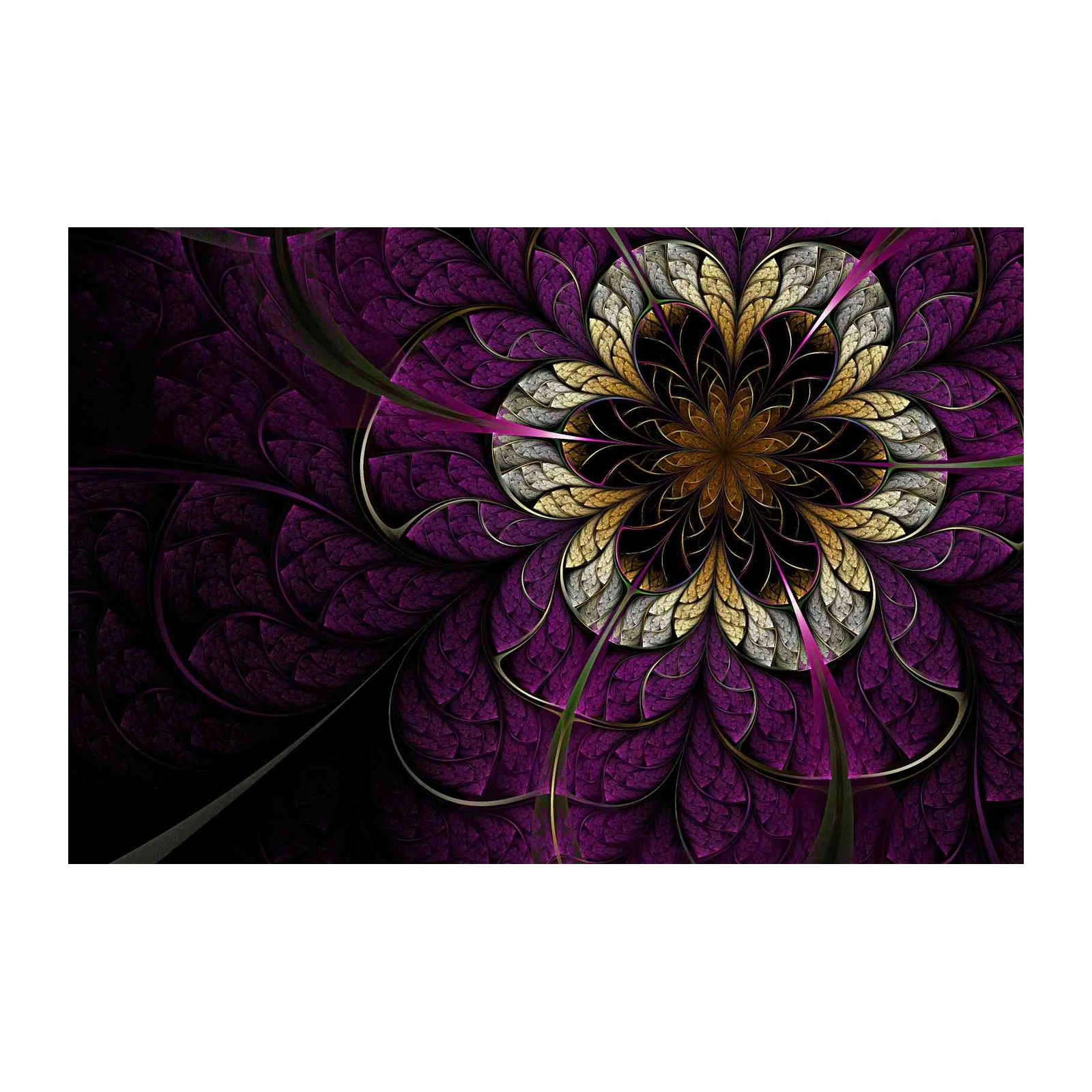 Purple Fractal Flower Wall Art