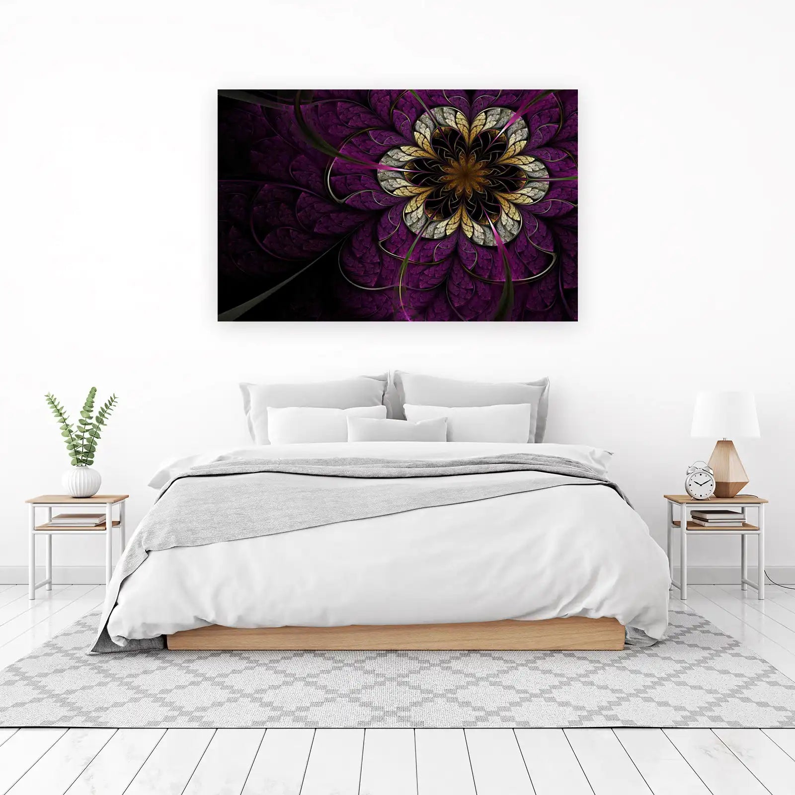 Purple Fractal Flower Wall Art