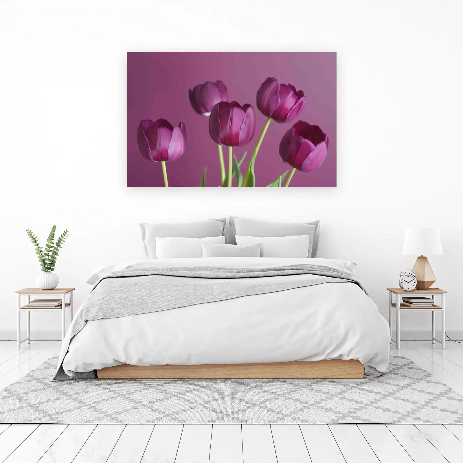 Elegant Purple Tulips Botanical Wall Art