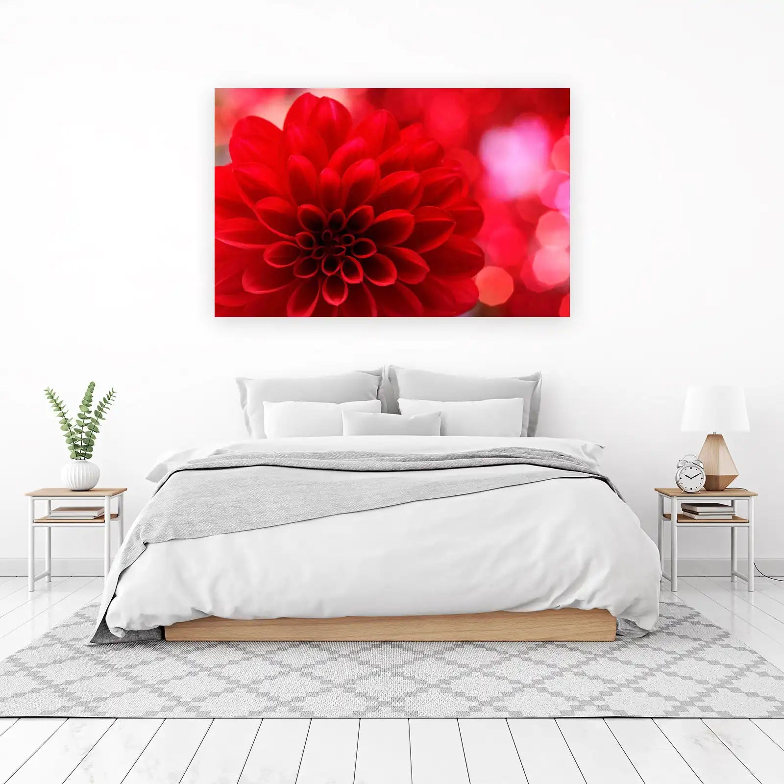 Vibrant Red Dahlia Close-Up Wall Art
