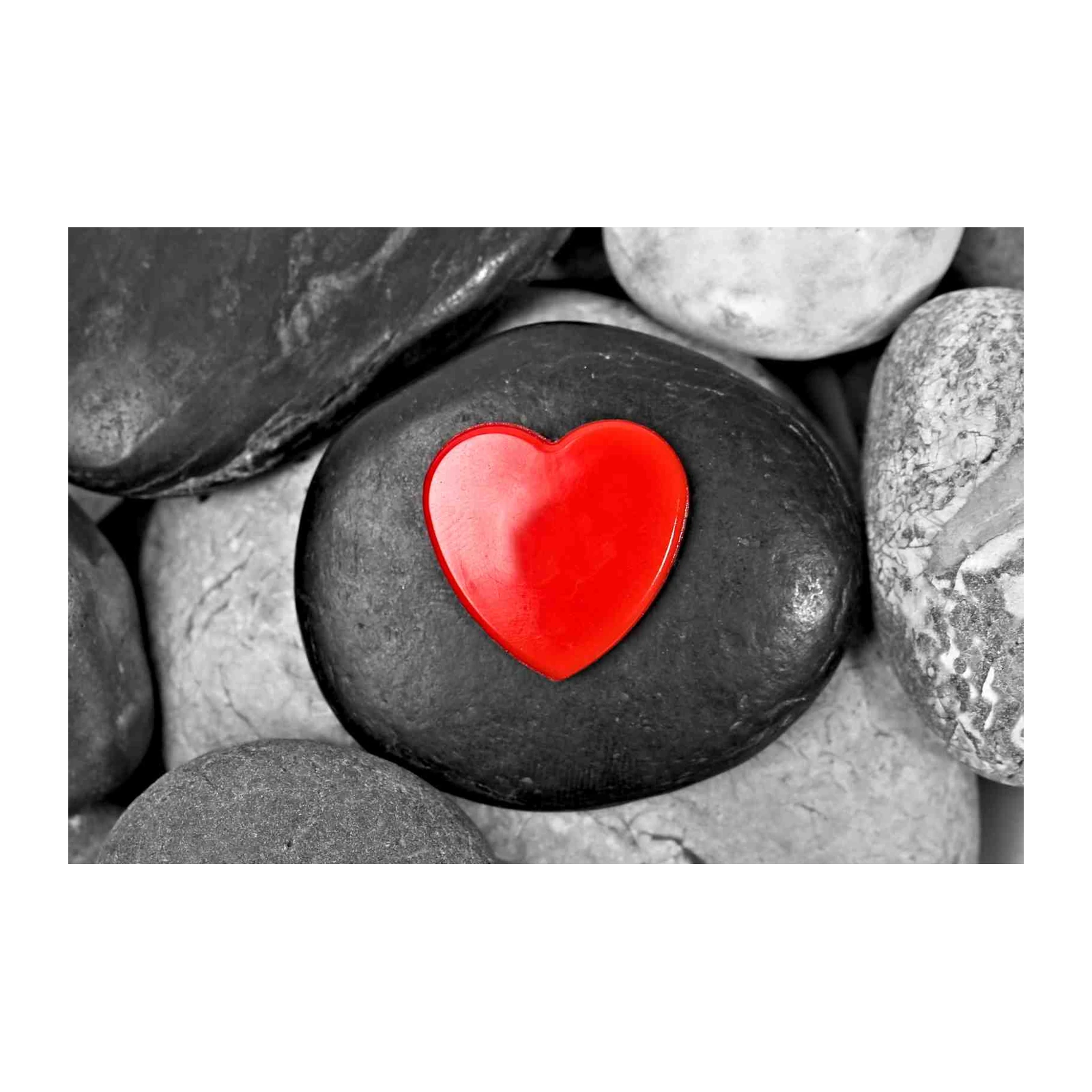 Vibrant Red Heart Zen Stones Wall Art