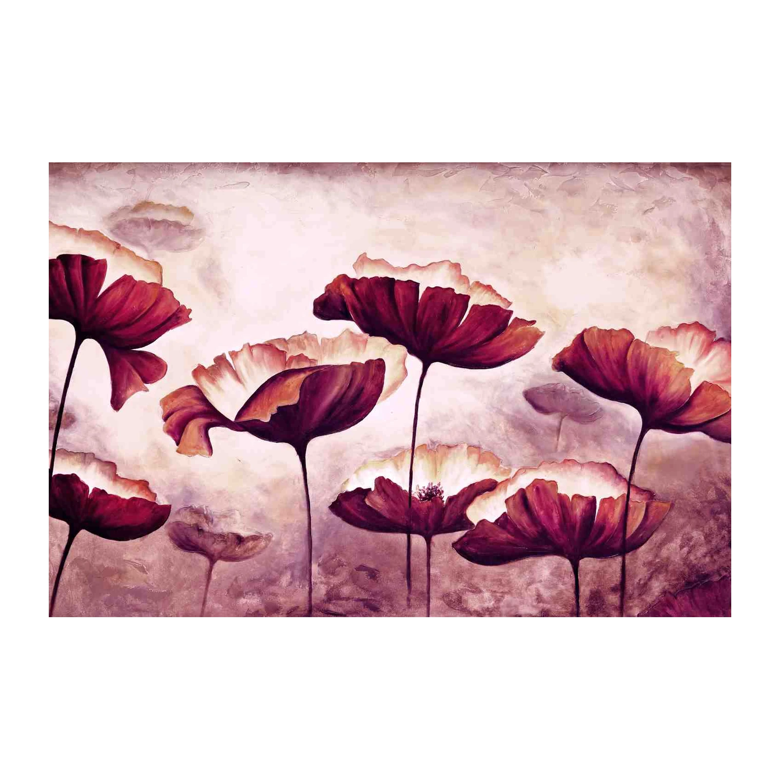 Burgundy Poppies Floral Wall Art