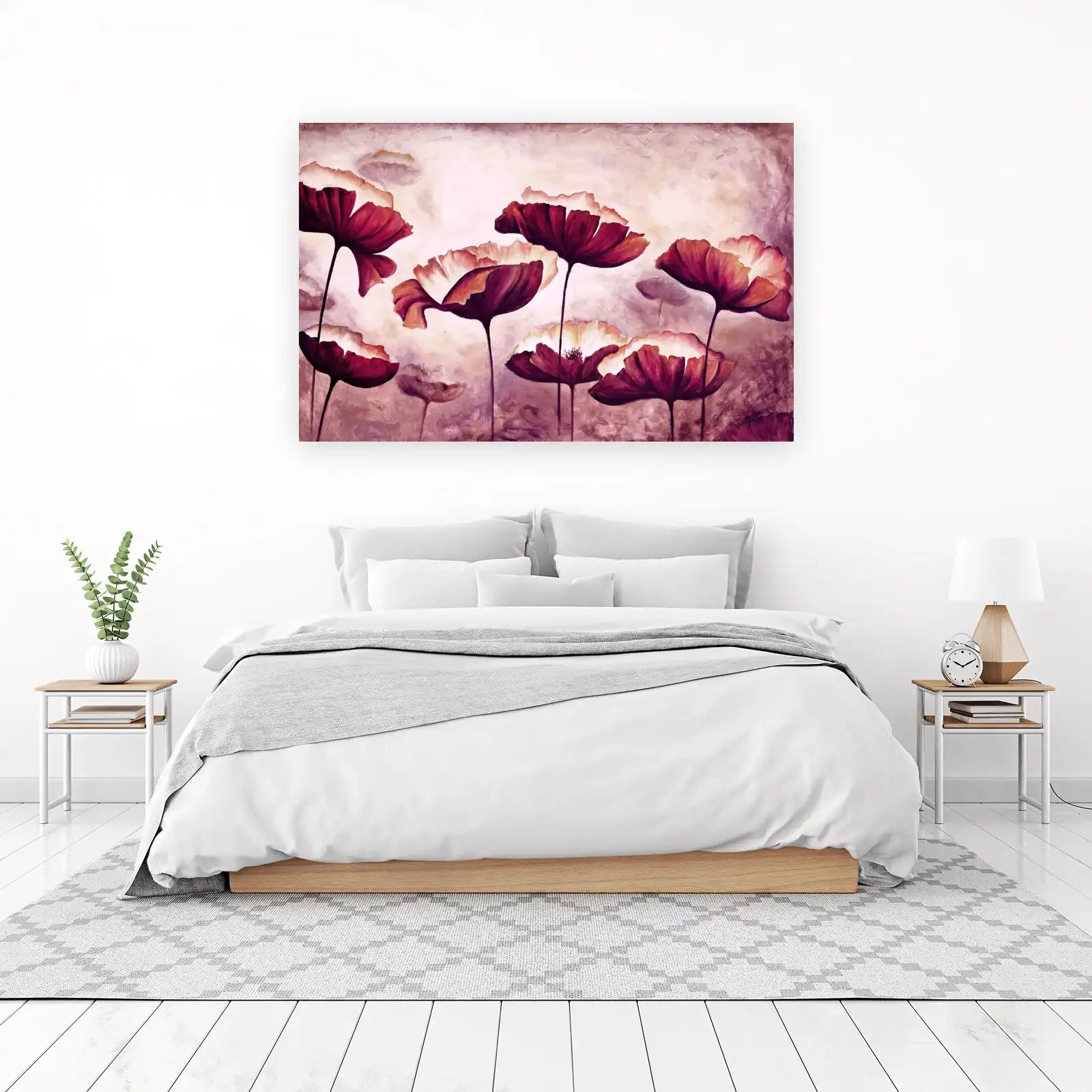 Burgundy Poppies Floral Wall Art