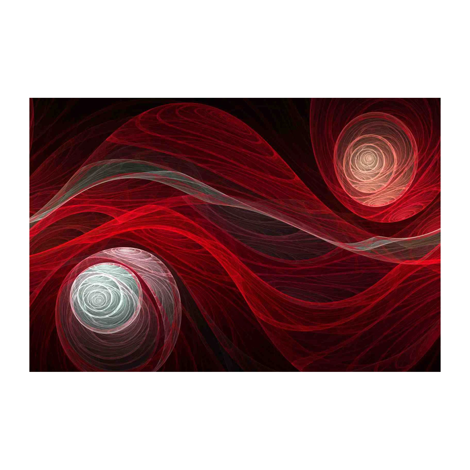 Mesmerizing Red Fractal Waves Wall Art