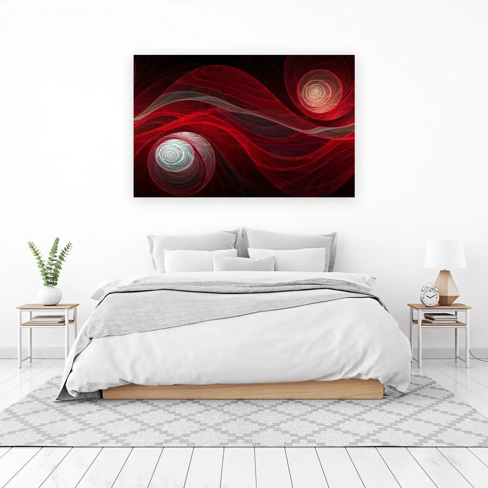 Mesmerizing Red Fractal Waves Wall Art