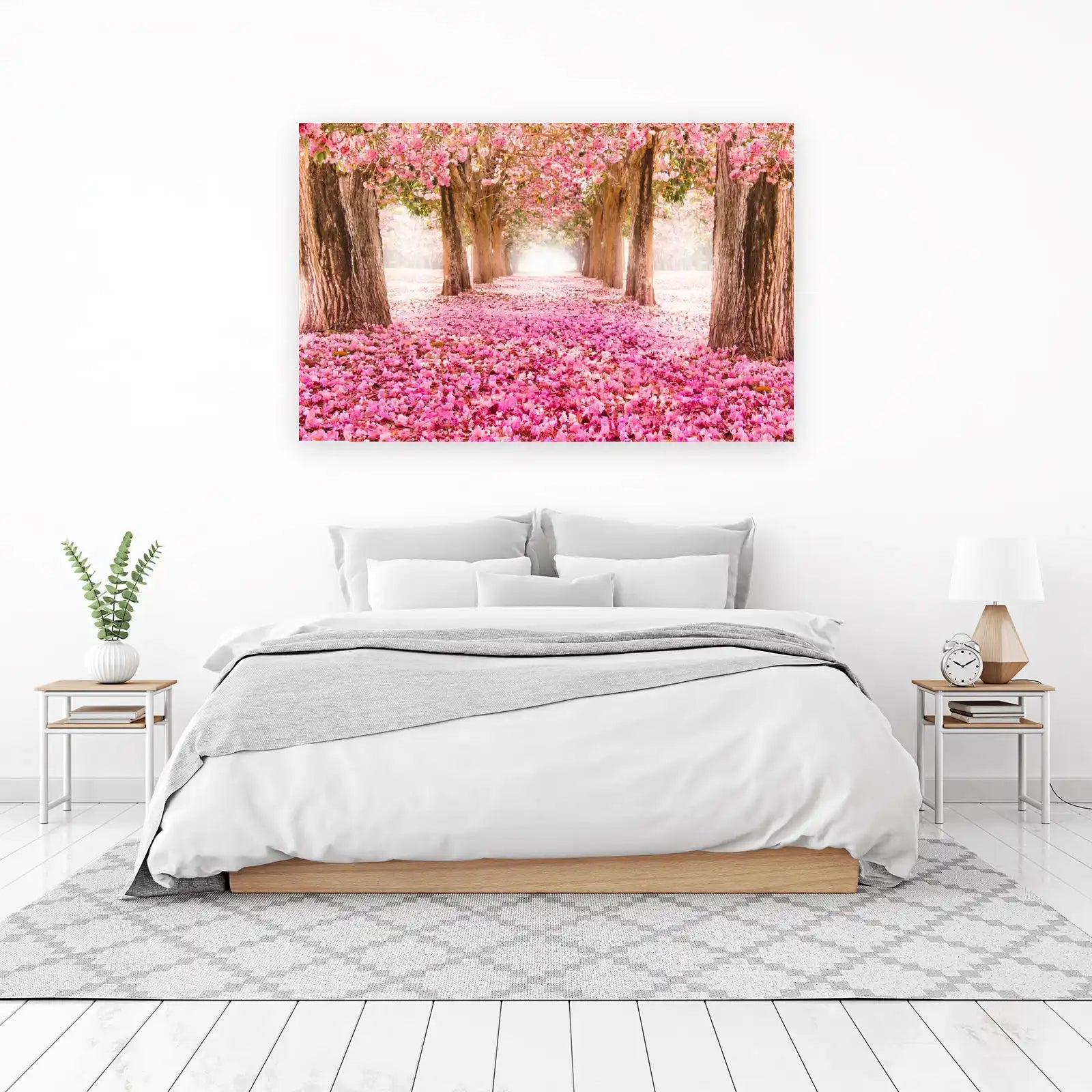 Blossoming Path Pink Floral Trees Wall Art