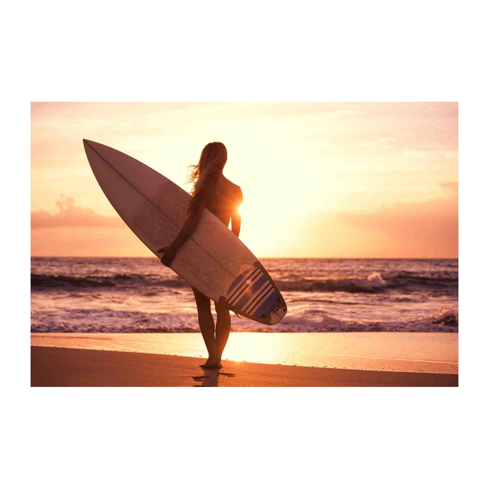 Surfer Girl Sunset Beach Wall Art