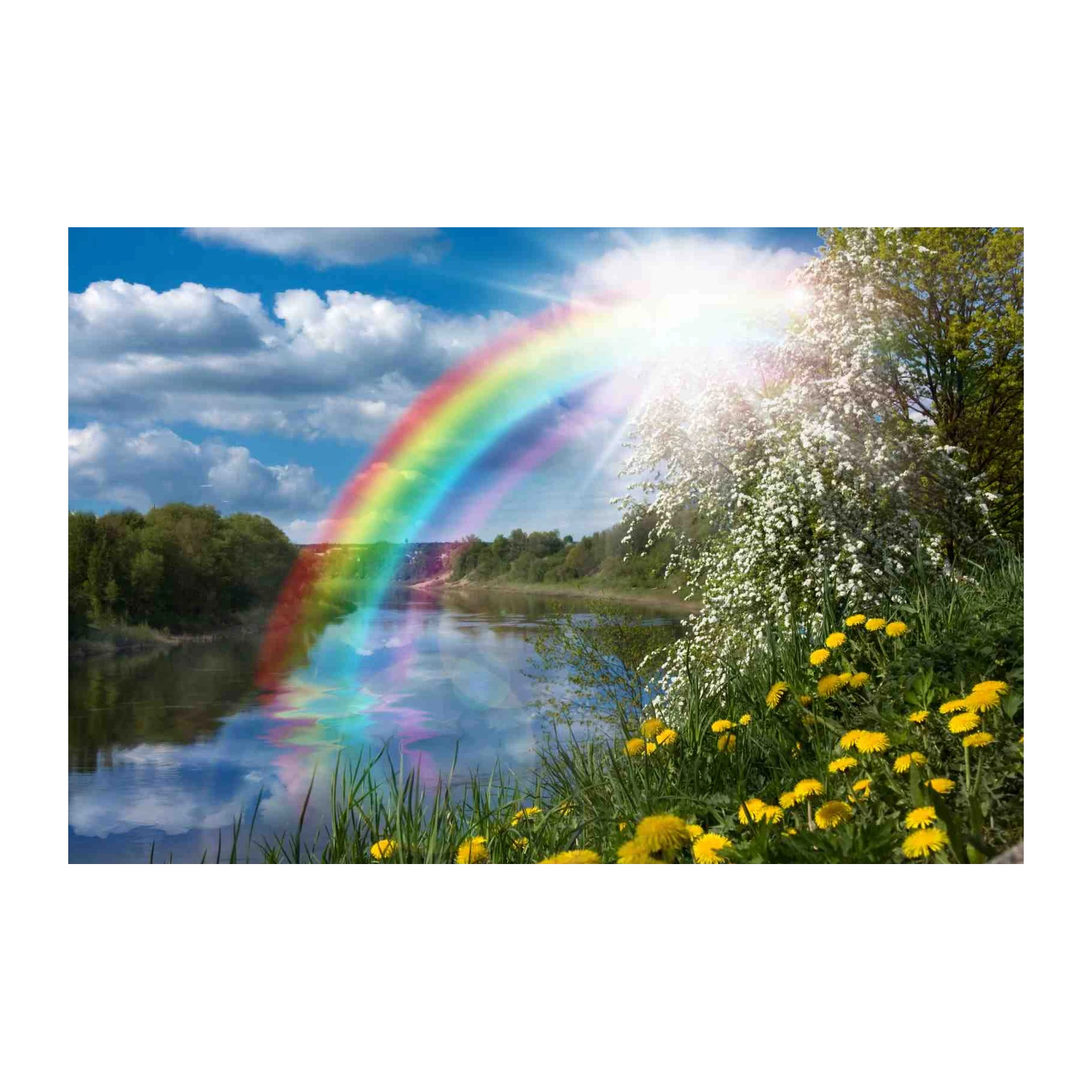 Vibrant Rainbow River Spring Meadow Wall Art