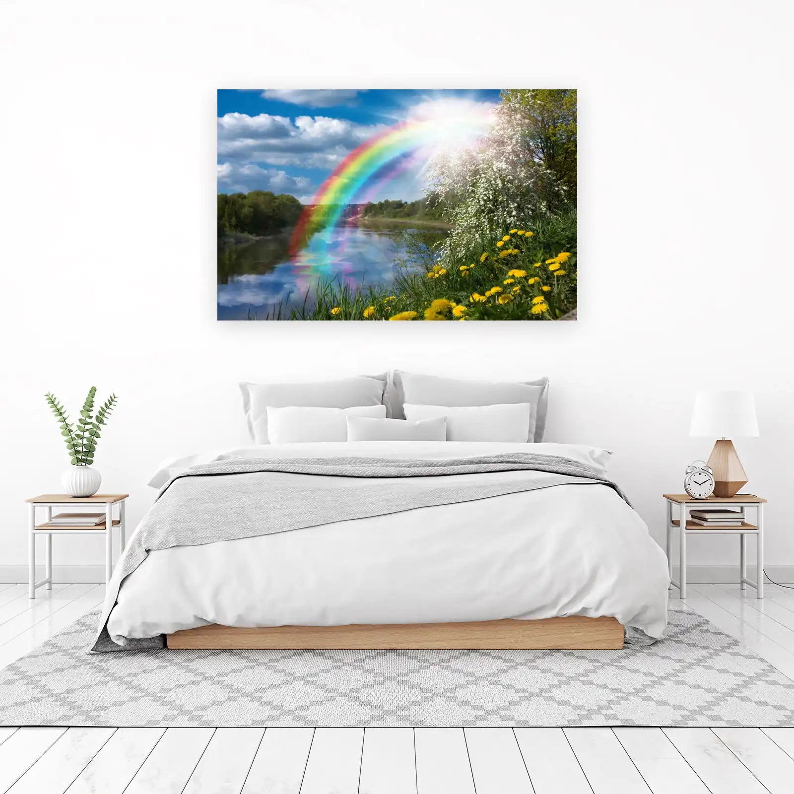 Vibrant Rainbow River Spring Meadow Wall Art