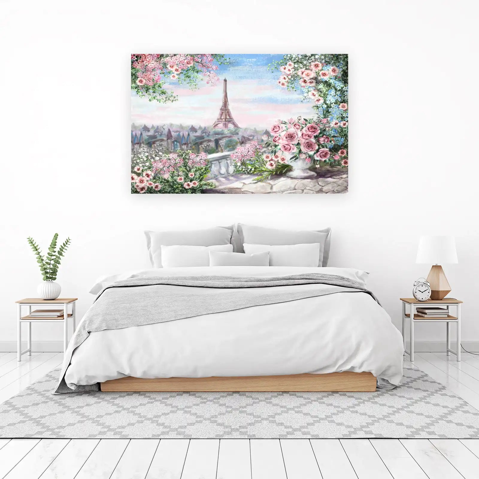 Parisian Romance Eiffel Tower Floral Wall Art