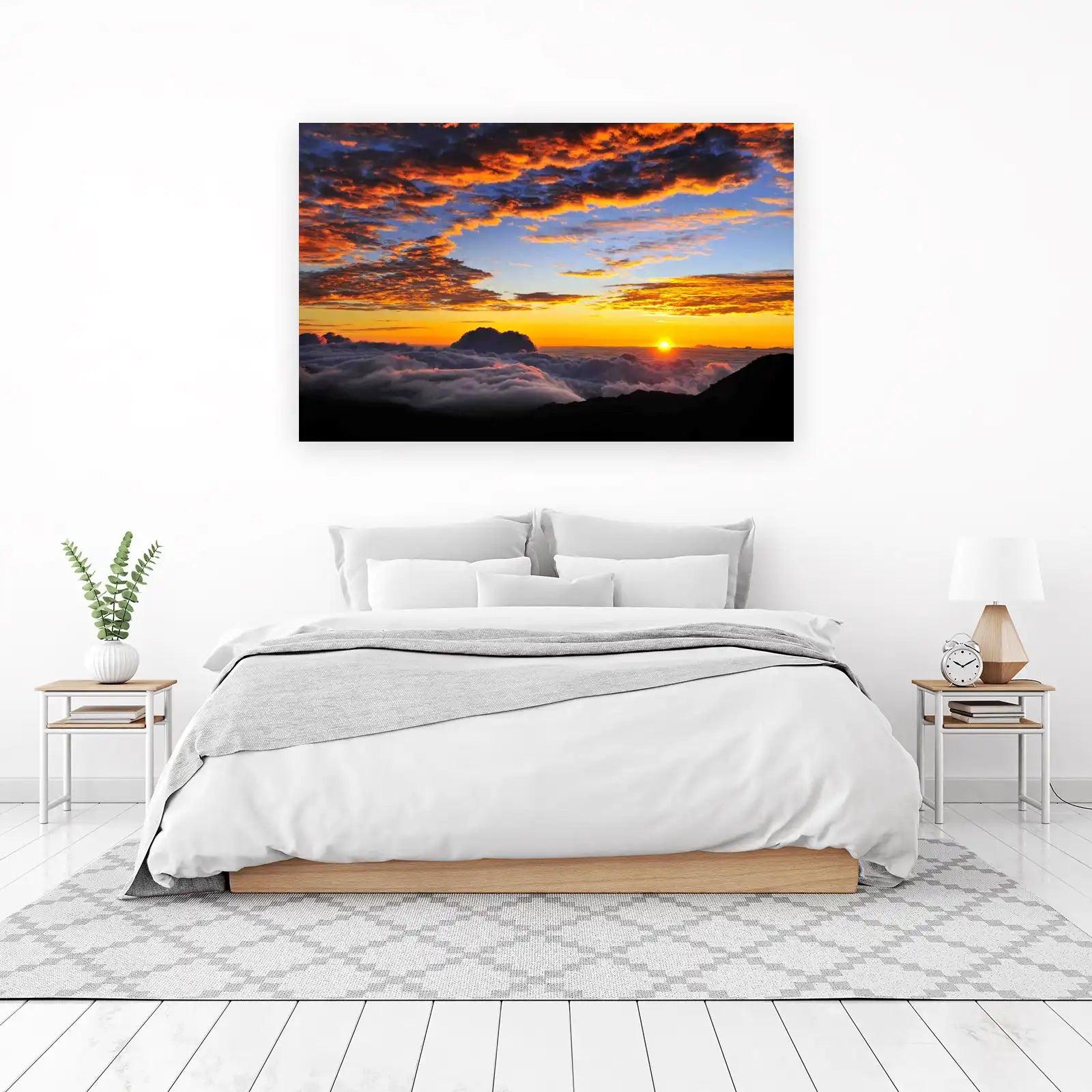 Fiery Sunset Above Clouds Wall Art