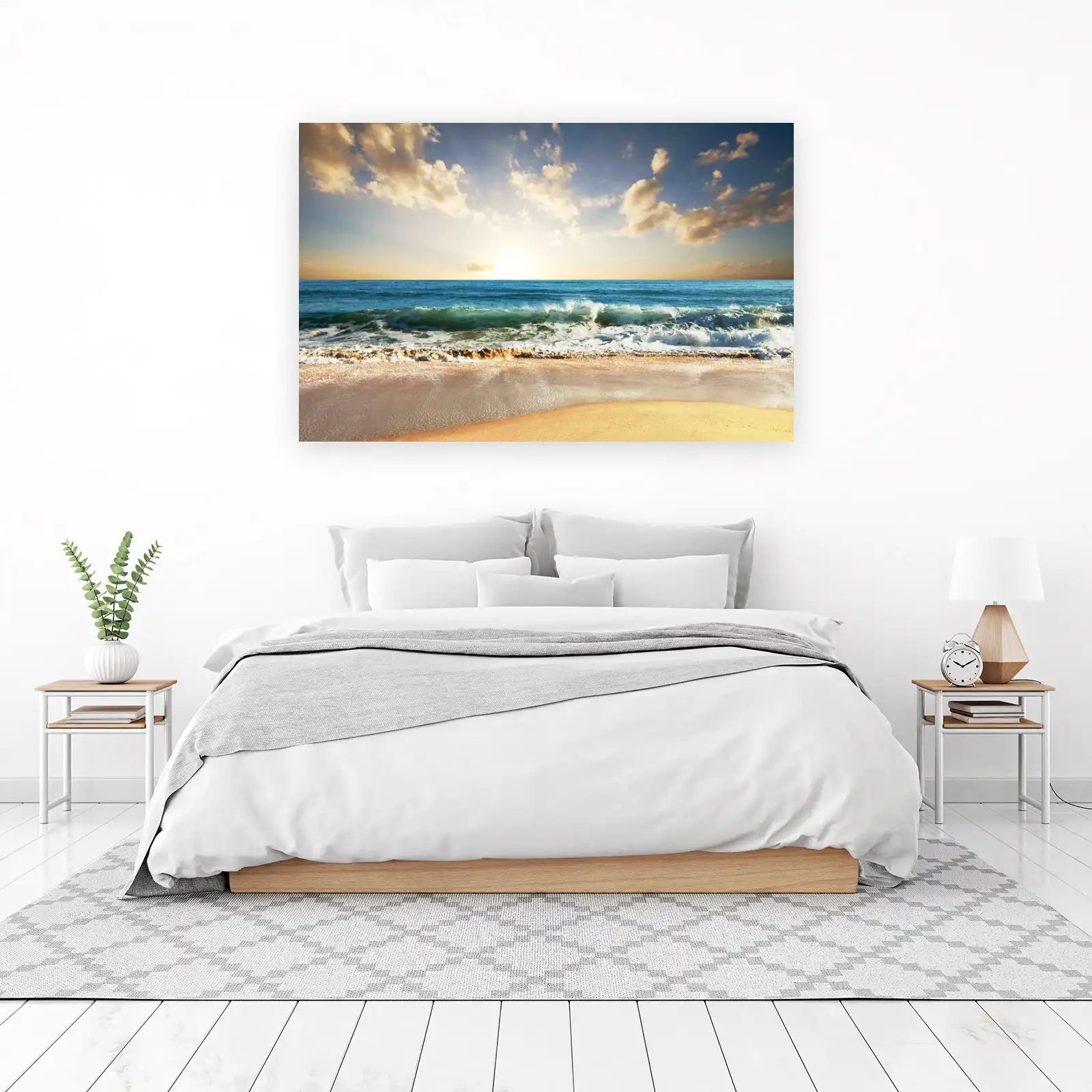 Ocean Wave Sunset Beach Wall Art