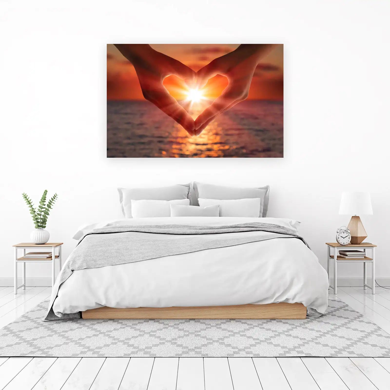 Sunset Love Heart Hands Wall Art