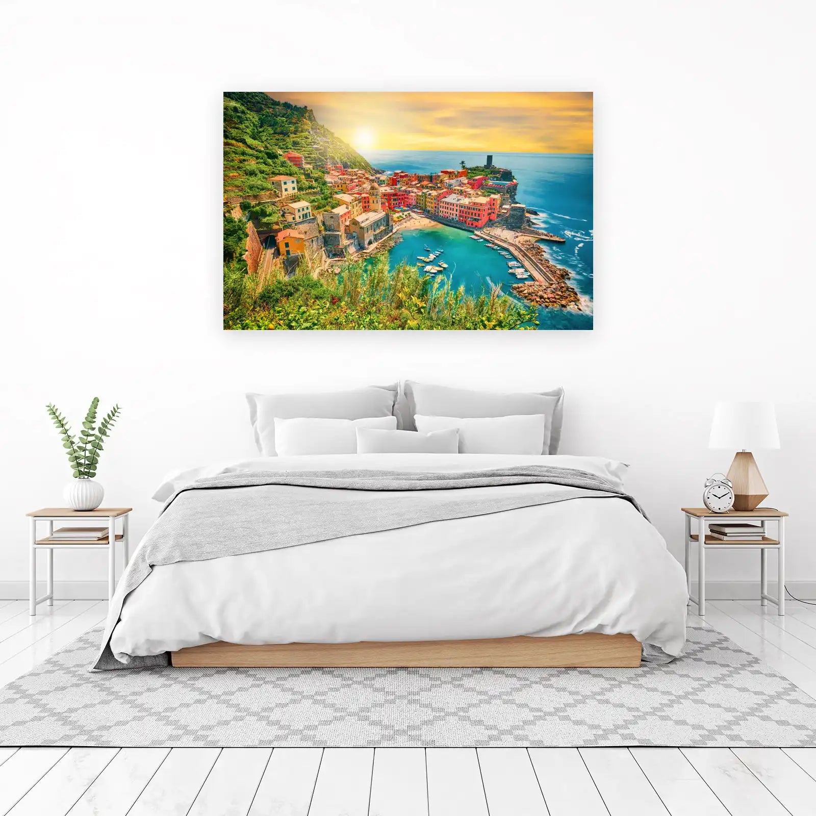 Colorful Italian Village Coastal Landscape Wall Art