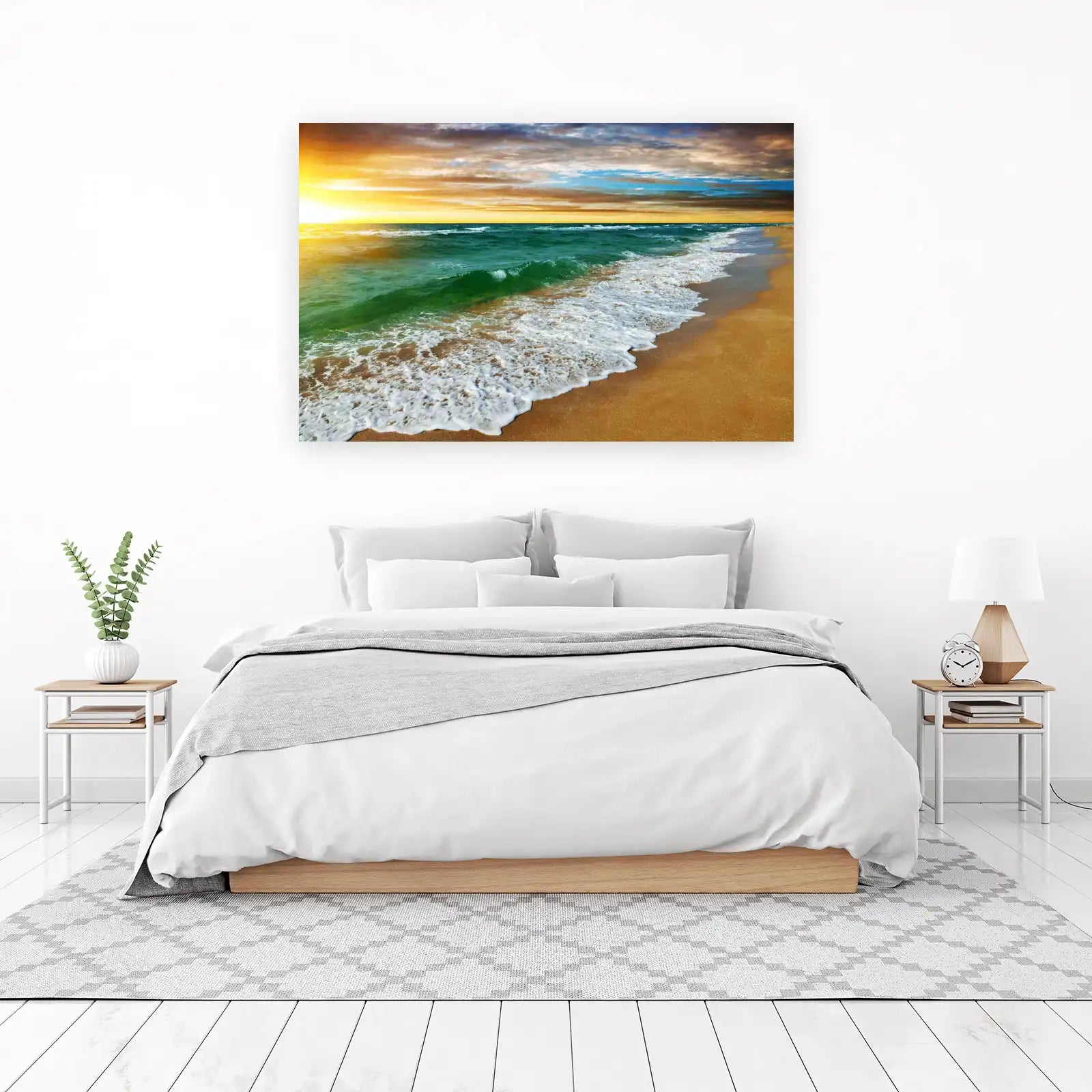 Serene Sunset Beach Waves Wall Art
