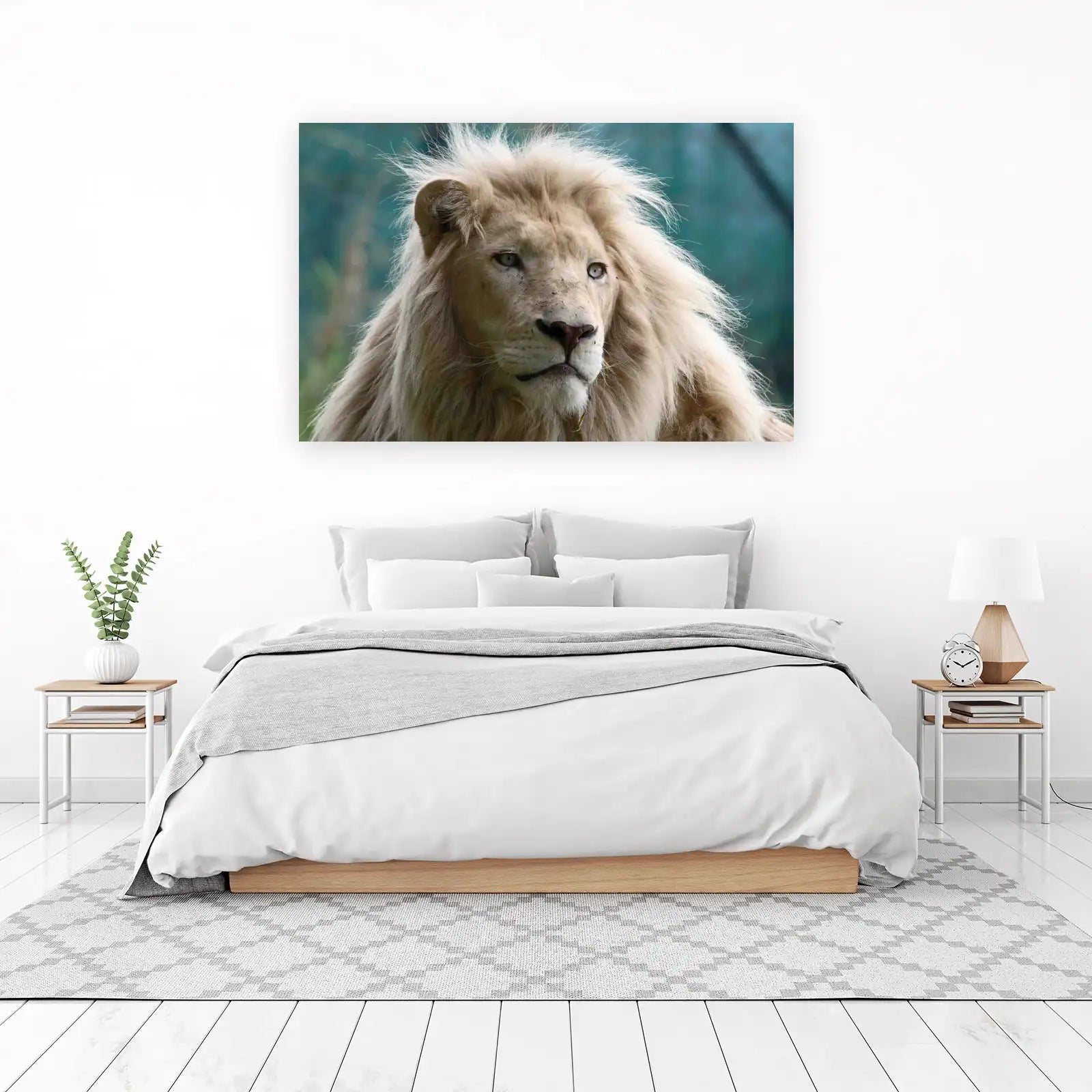 Majestic White Lion Portrait Wall Art