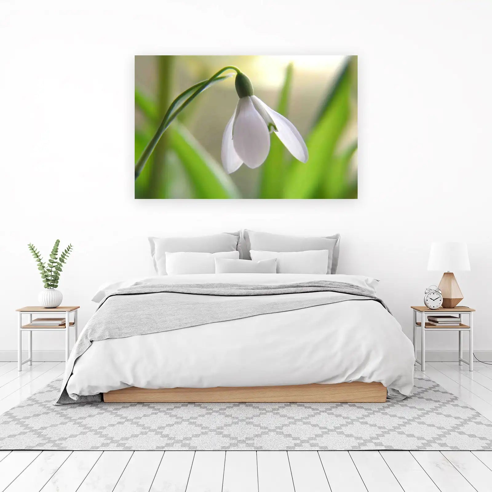 Elegant White Snowdrop Spring Bloom Wall Art