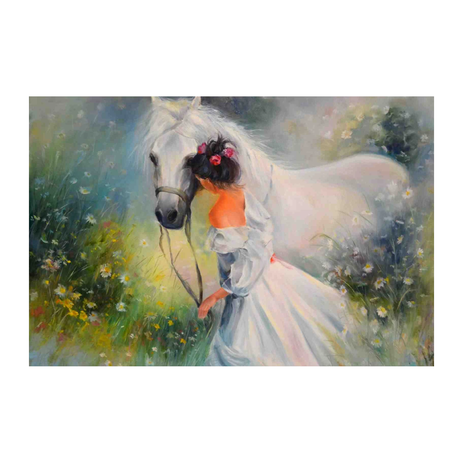 Ethereal Horse & Maiden Meadow Wall Art