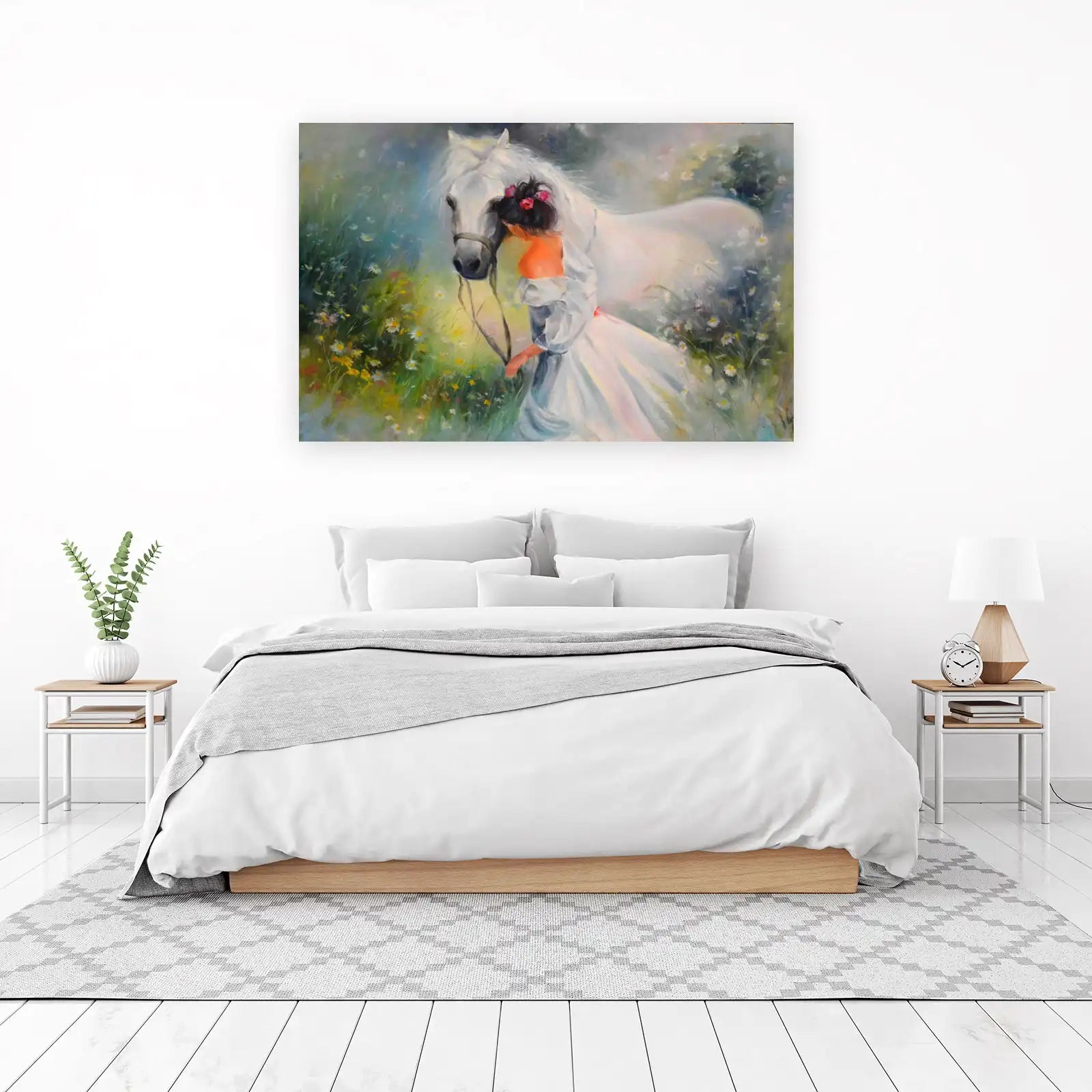 Ethereal Horse & Maiden Meadow Wall Art